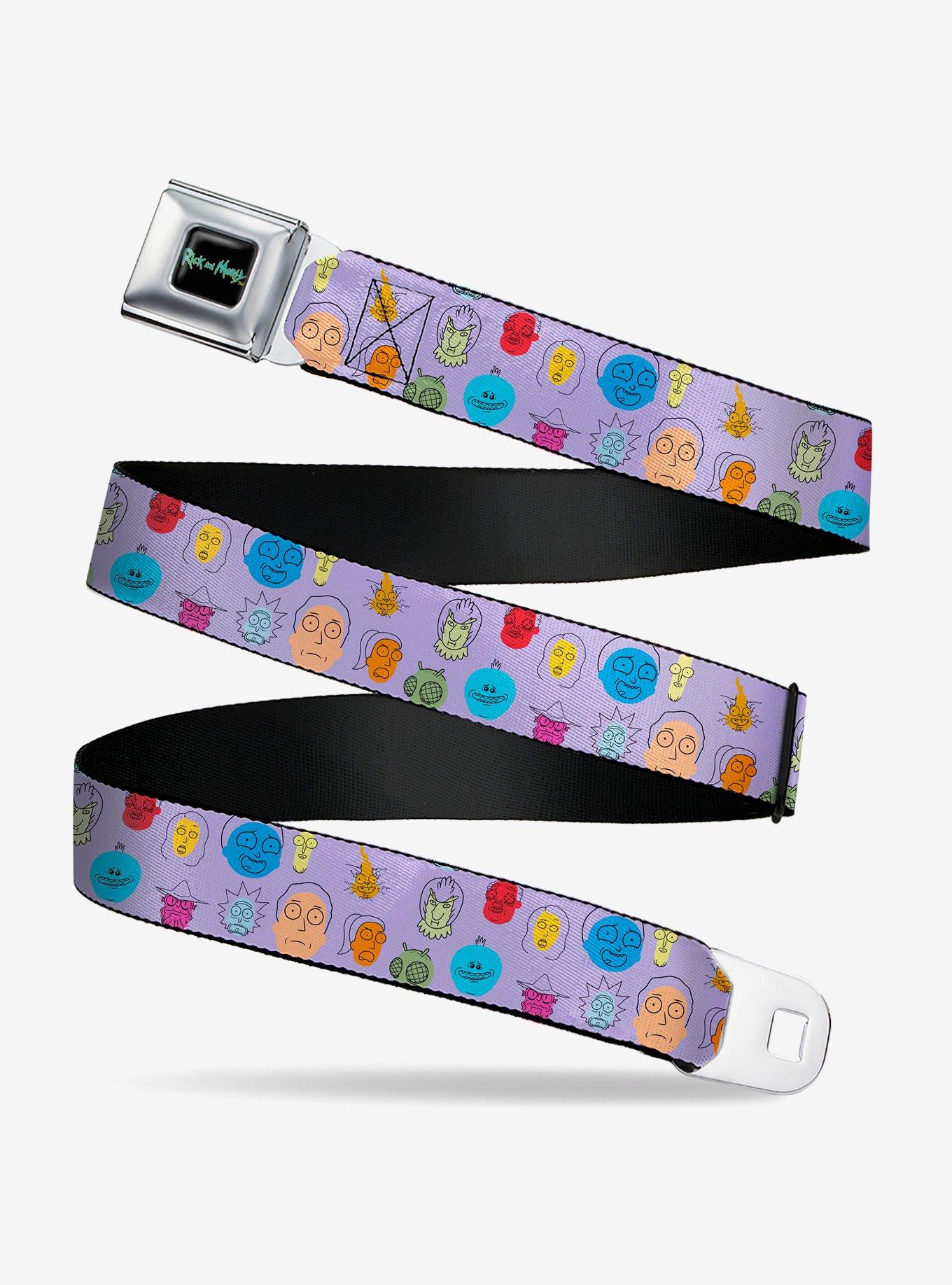 Rick and Morty Colorful Faces Seatbelt Buckle Belt