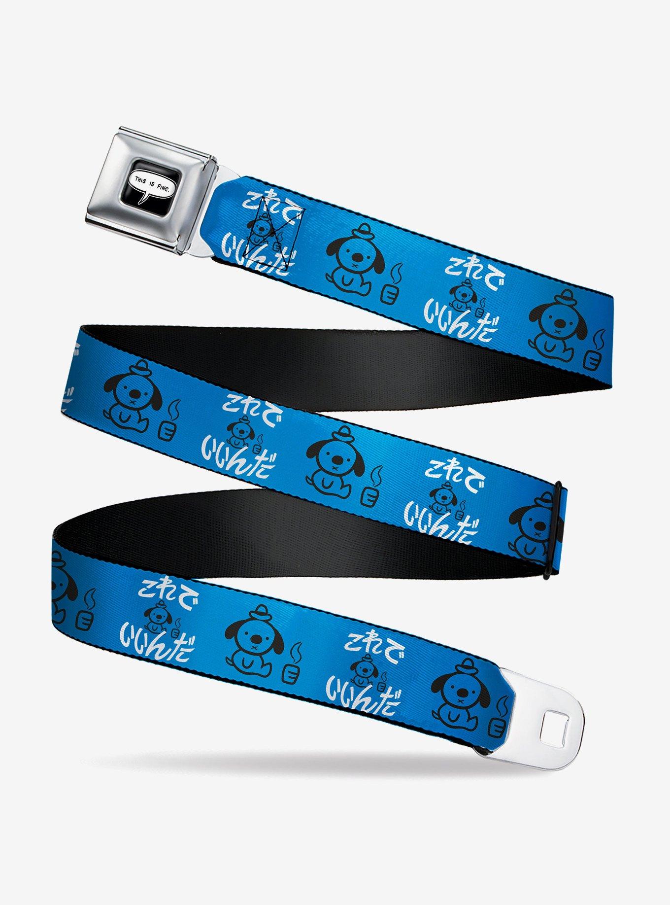 This Is Fine Japanese Question Hound Flame Seatbelt Buckle Belt, , hi-res