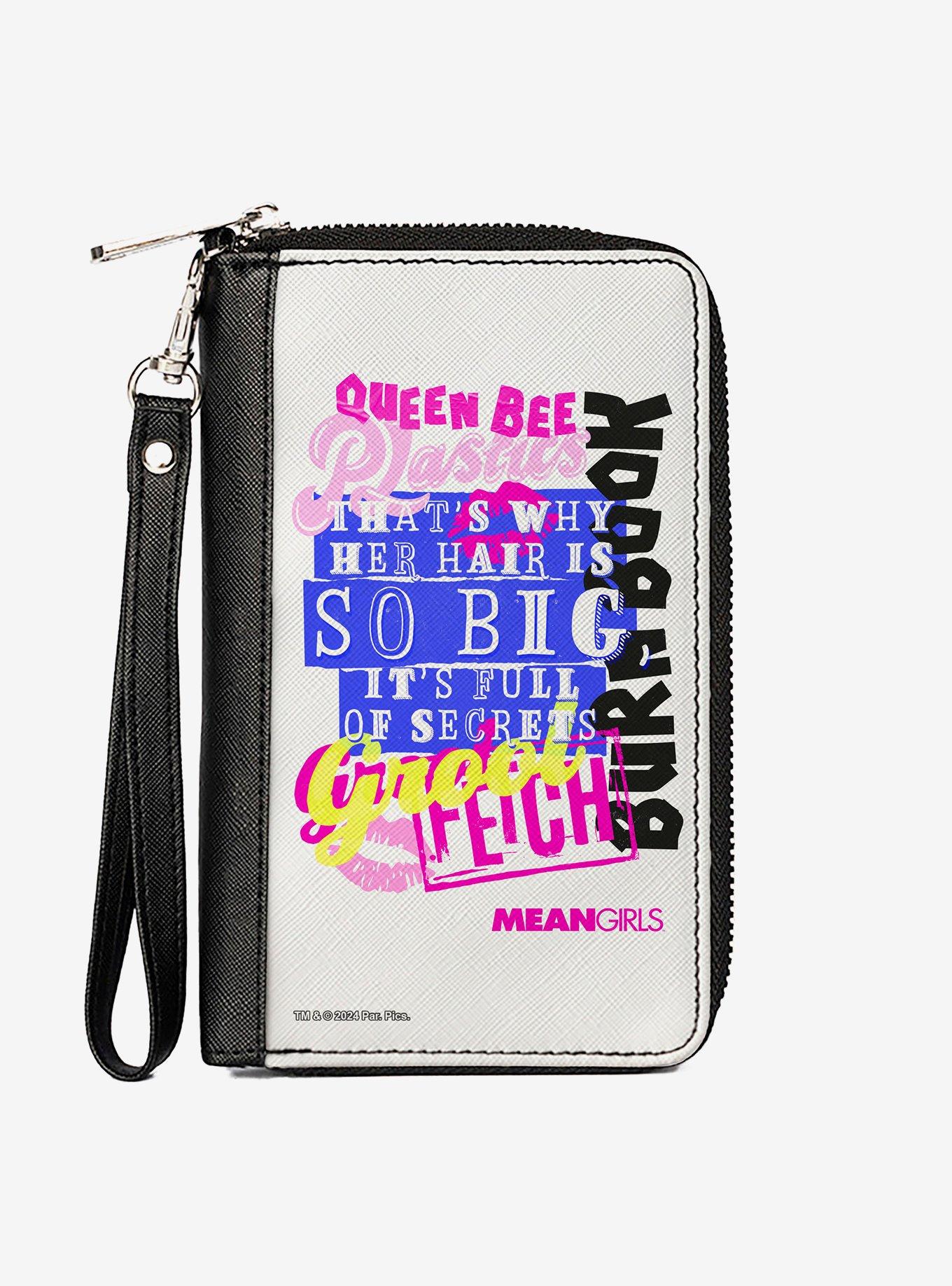 Mean Girls Catch Phrases Collage Multi Zip Around Wallet, , hi-res
