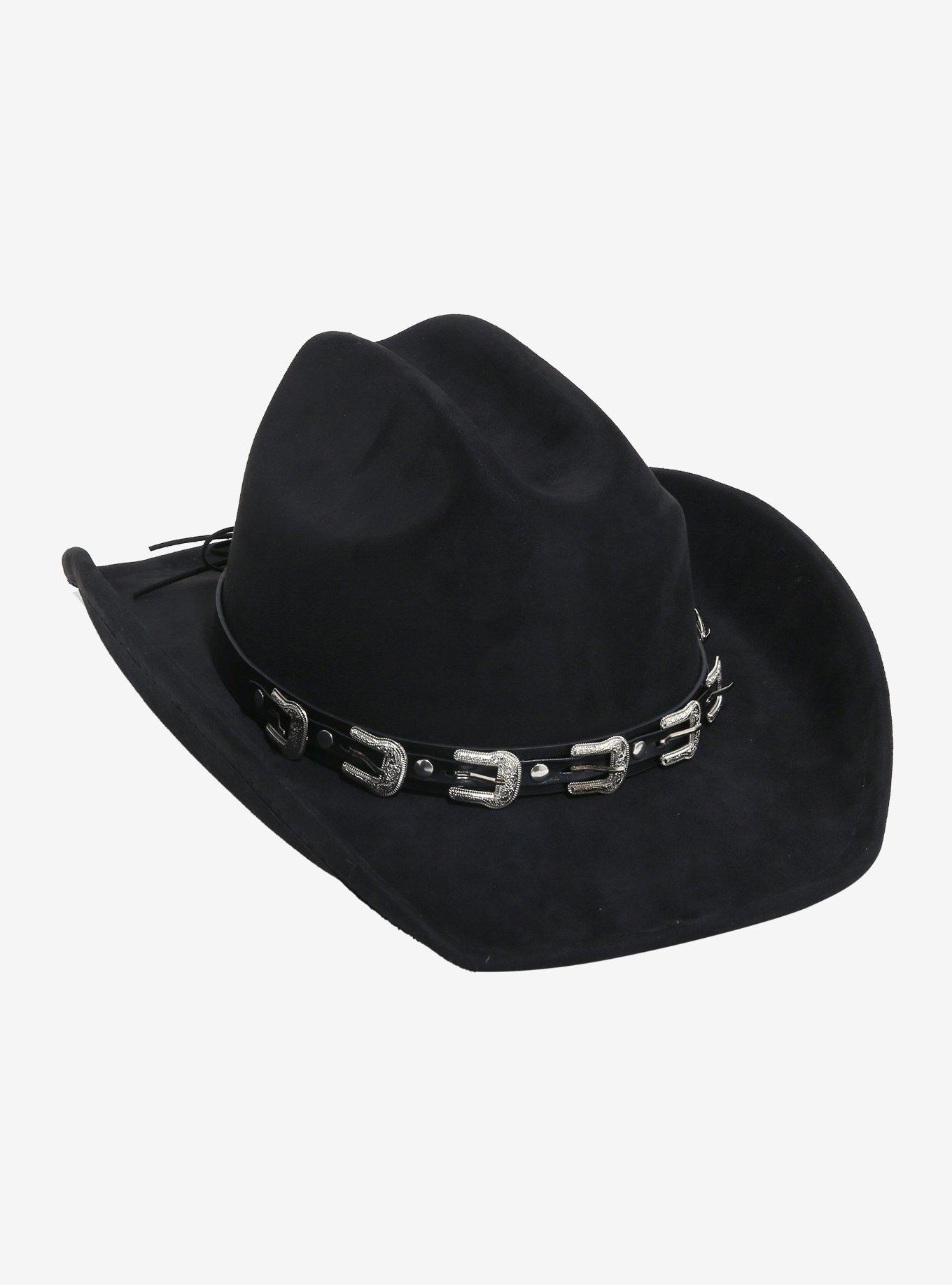 Black Western Buckle Cowboy Hat, , hi-res
