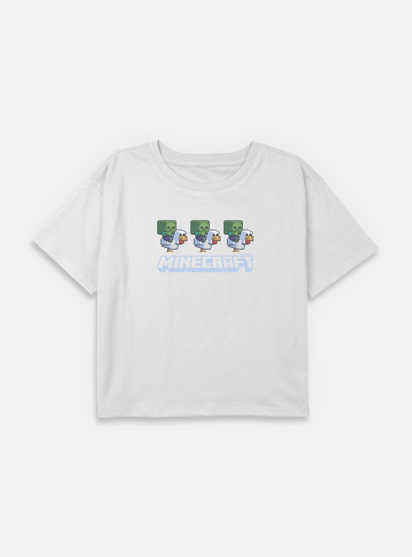 A Minecraft Movie Chicken Jockey Pixel Logo  Youth Girls Boxy Crop T-Shirt, , hi-res