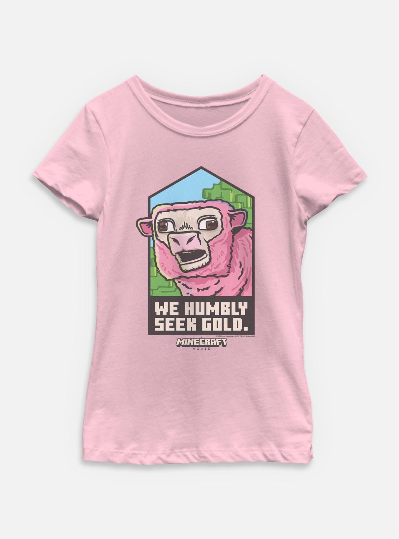 A Minecraft Movie We Humbly Seek Gold Youth Girls T-Shirt, PINK, hi-res