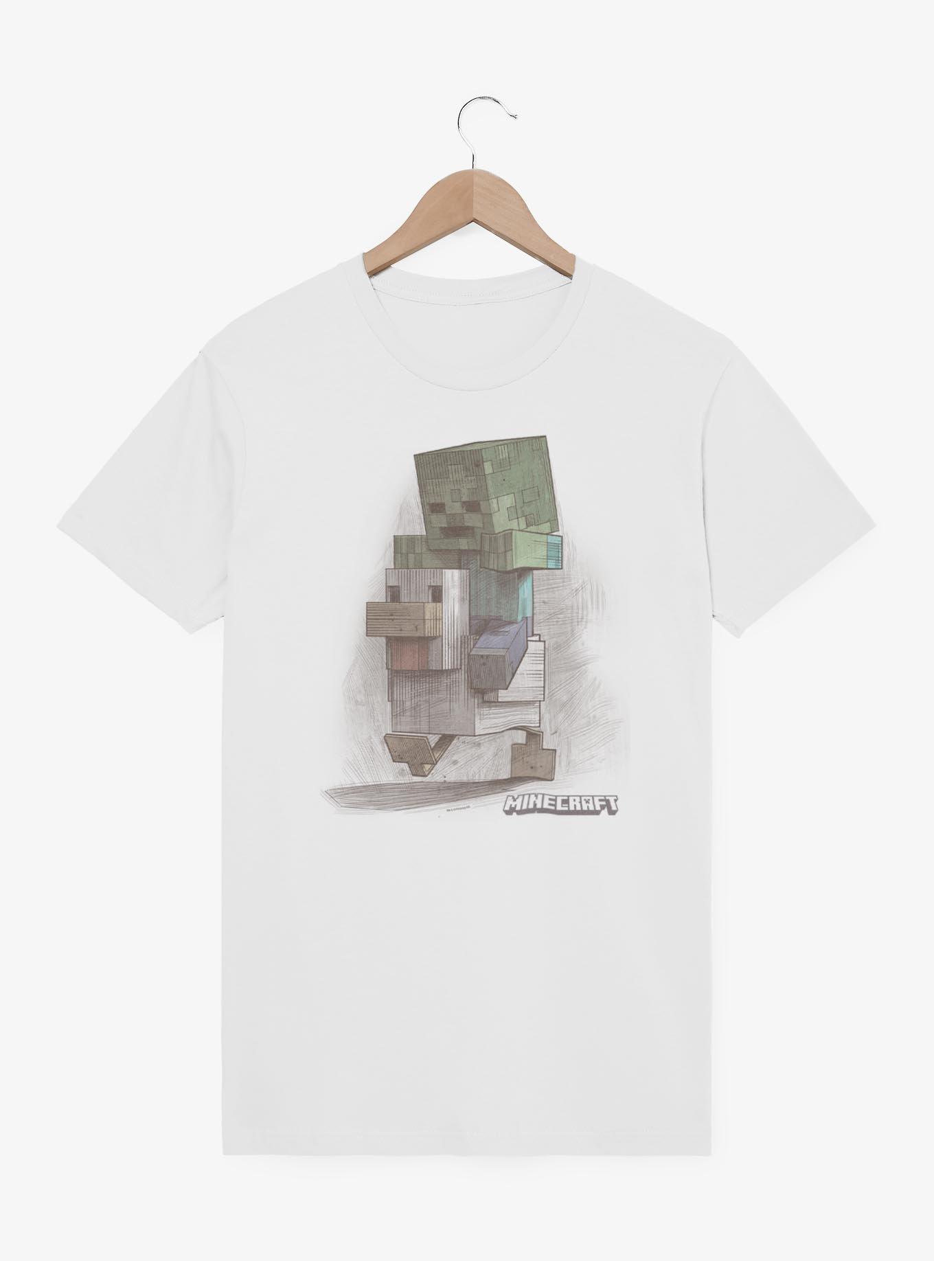 A Minecraft Movie Chicken Jockey Sketch T-Shirt, WHITE, hi-res