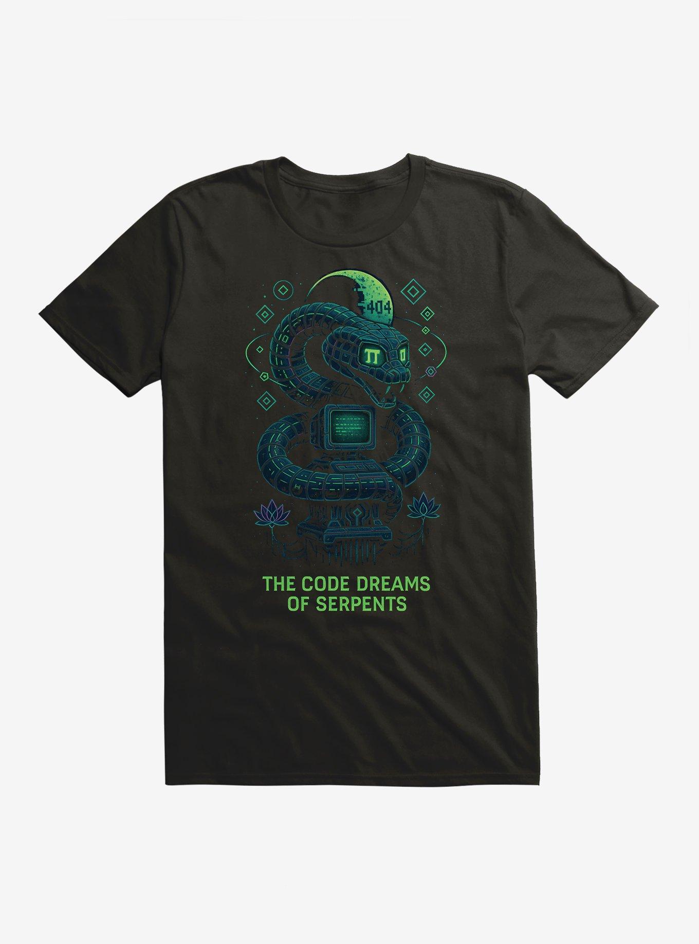 The Code Dreams Of Serpents Brain Rot T-Shirt, BLACK, hi-res