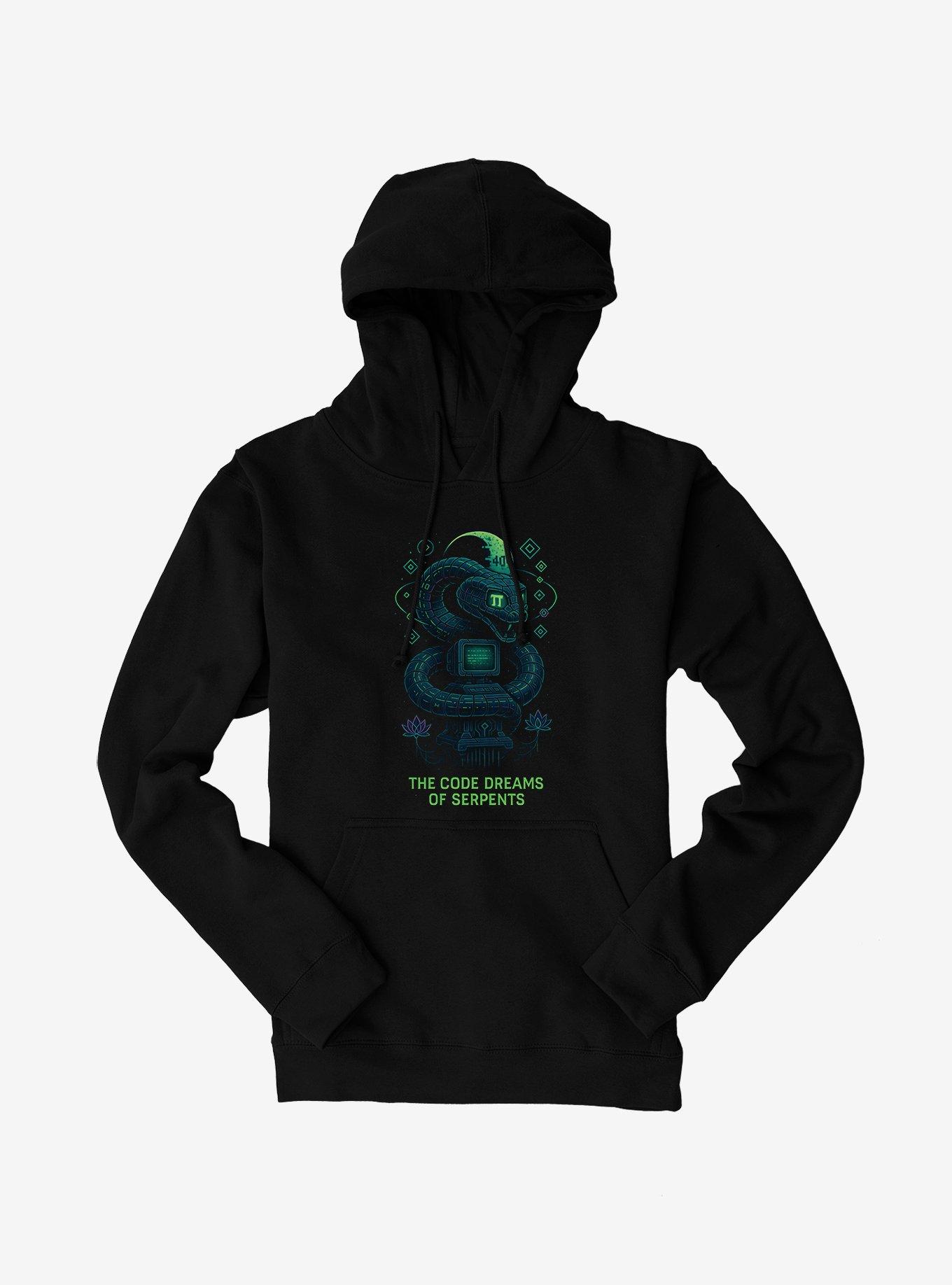 The Code Dreams Of Serpents Brain Rot Hoodie, BLACK, hi-res