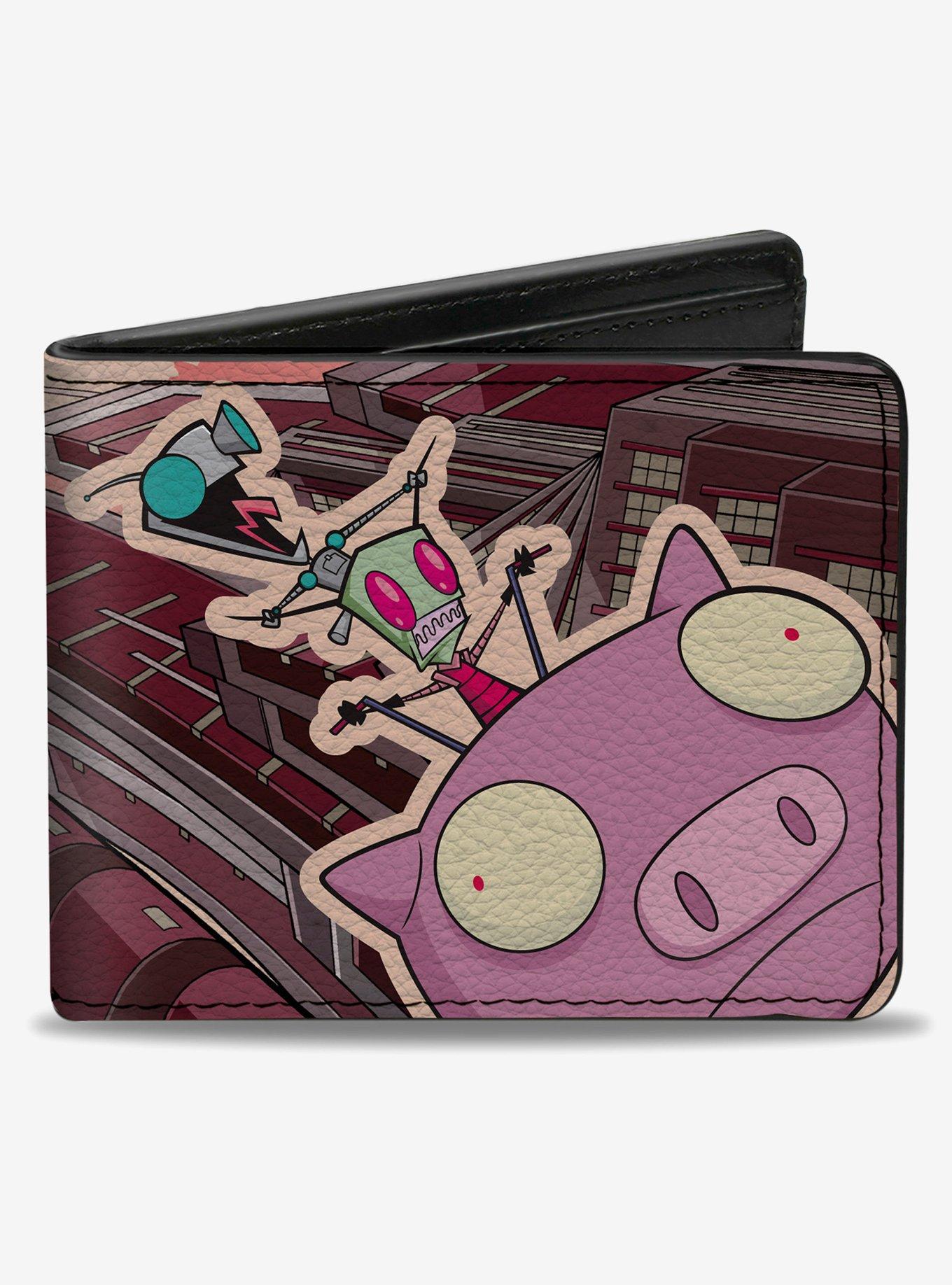 Invader Zim GIR and Piggy Scene With Title Logo Bifold Wallet, , hi-res