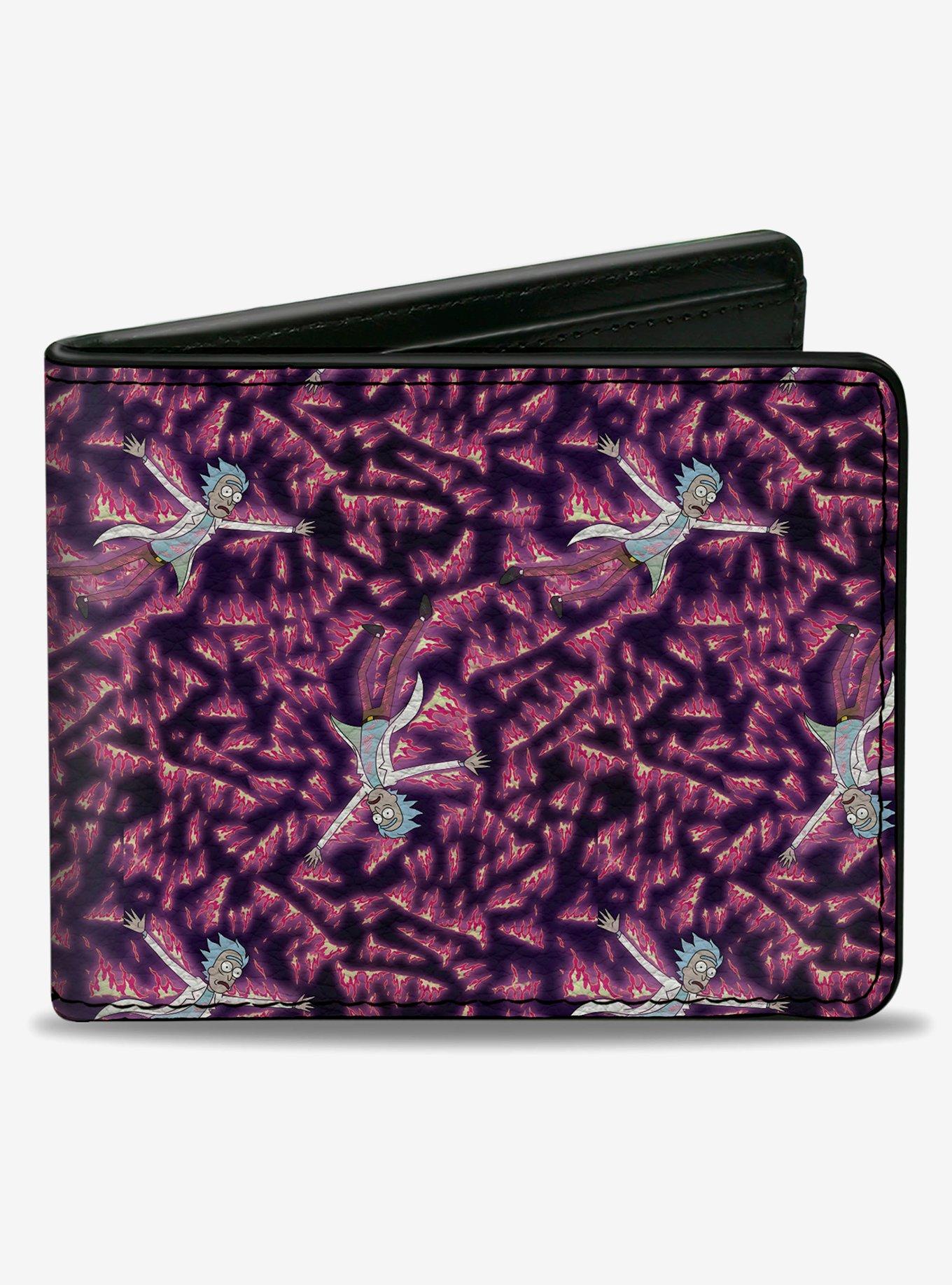 Rick and Morty Flaming Rick Scattered Poses Flames Bifold Wallet, , hi-res