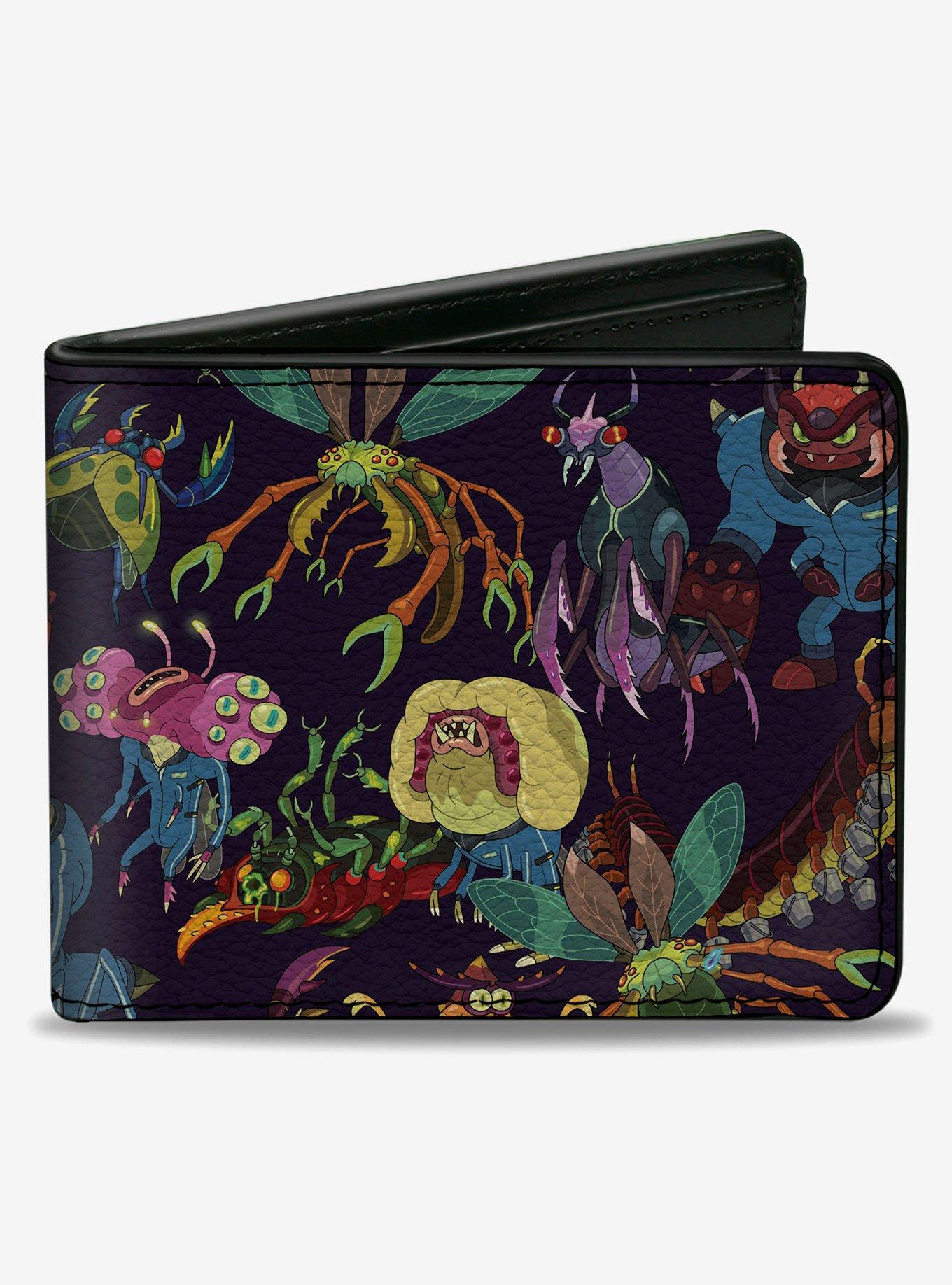 Rick and Morty Creatures Collage Purple Bifold Wallet, , hi-res