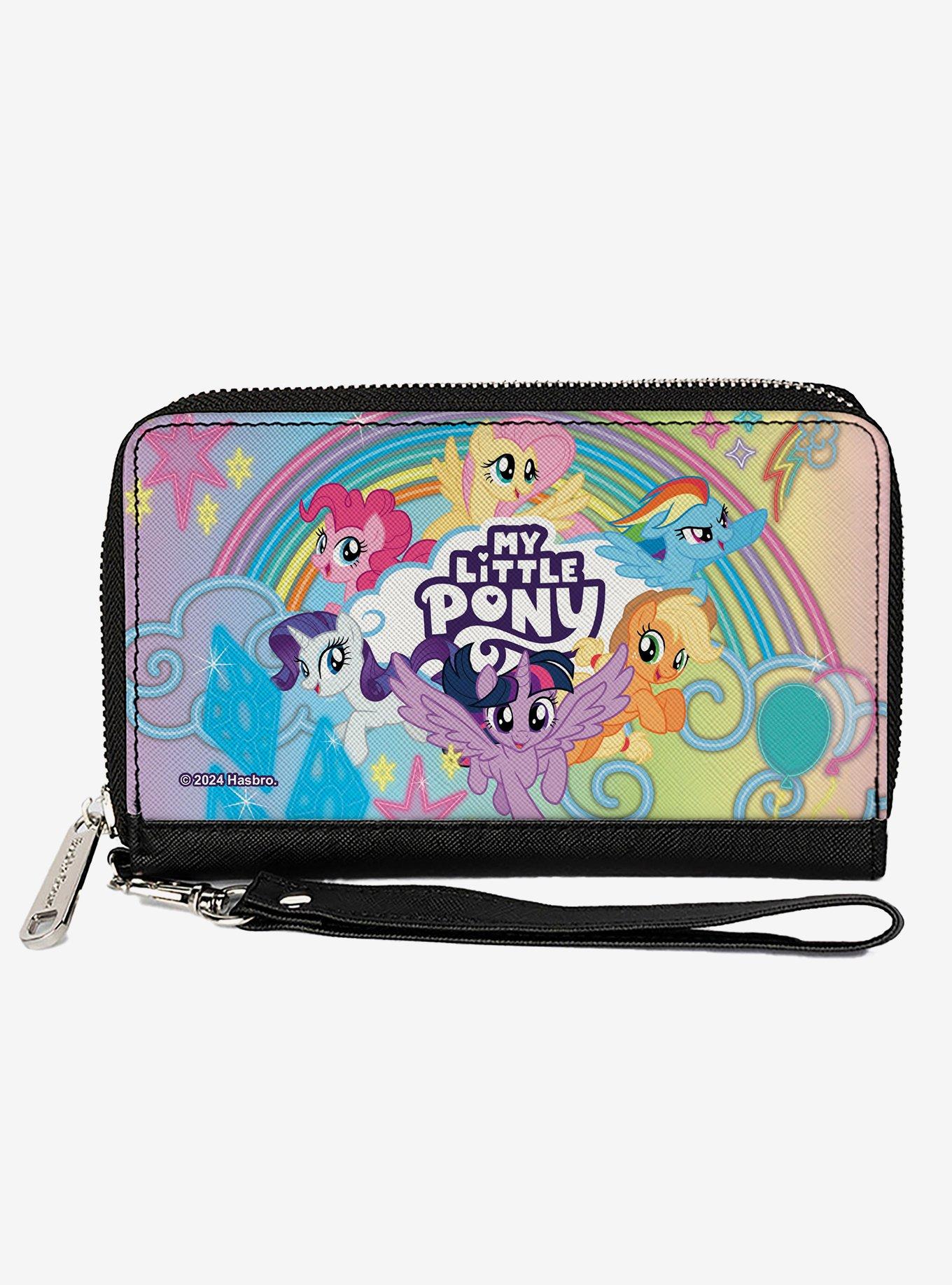 My Little Pony Mane Six Neon Rainbow and Logo Multi Zip Around Wallet, , hi-res