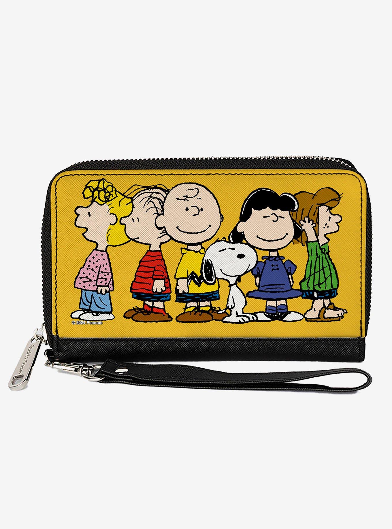Peanuts Gang Close Up Group Pose Golden Zip Around Wallet, , hi-res
