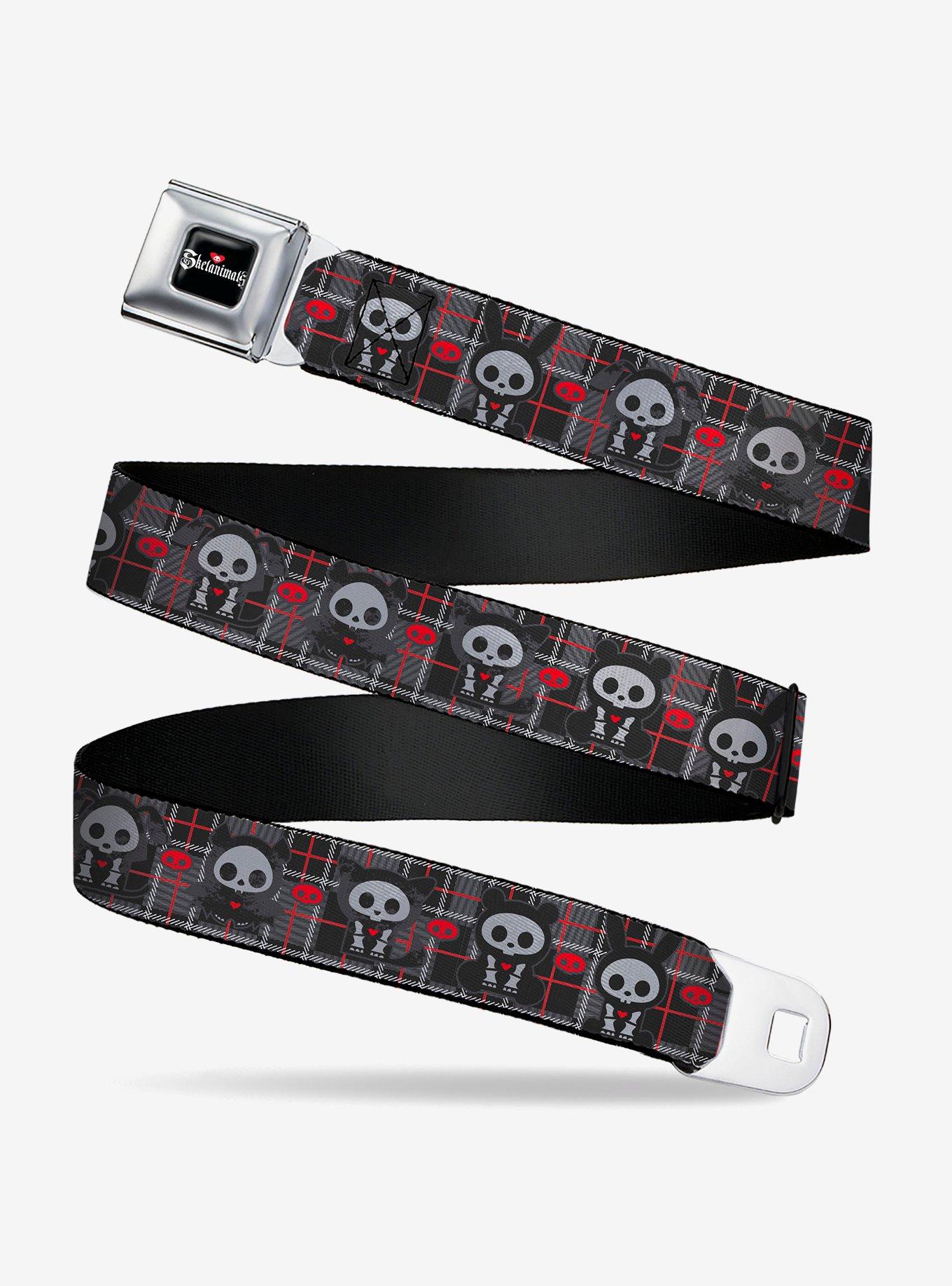 Skelanimals Five Animals and Face Logo Plaid Seatbelt Buckle Belt, , hi-res