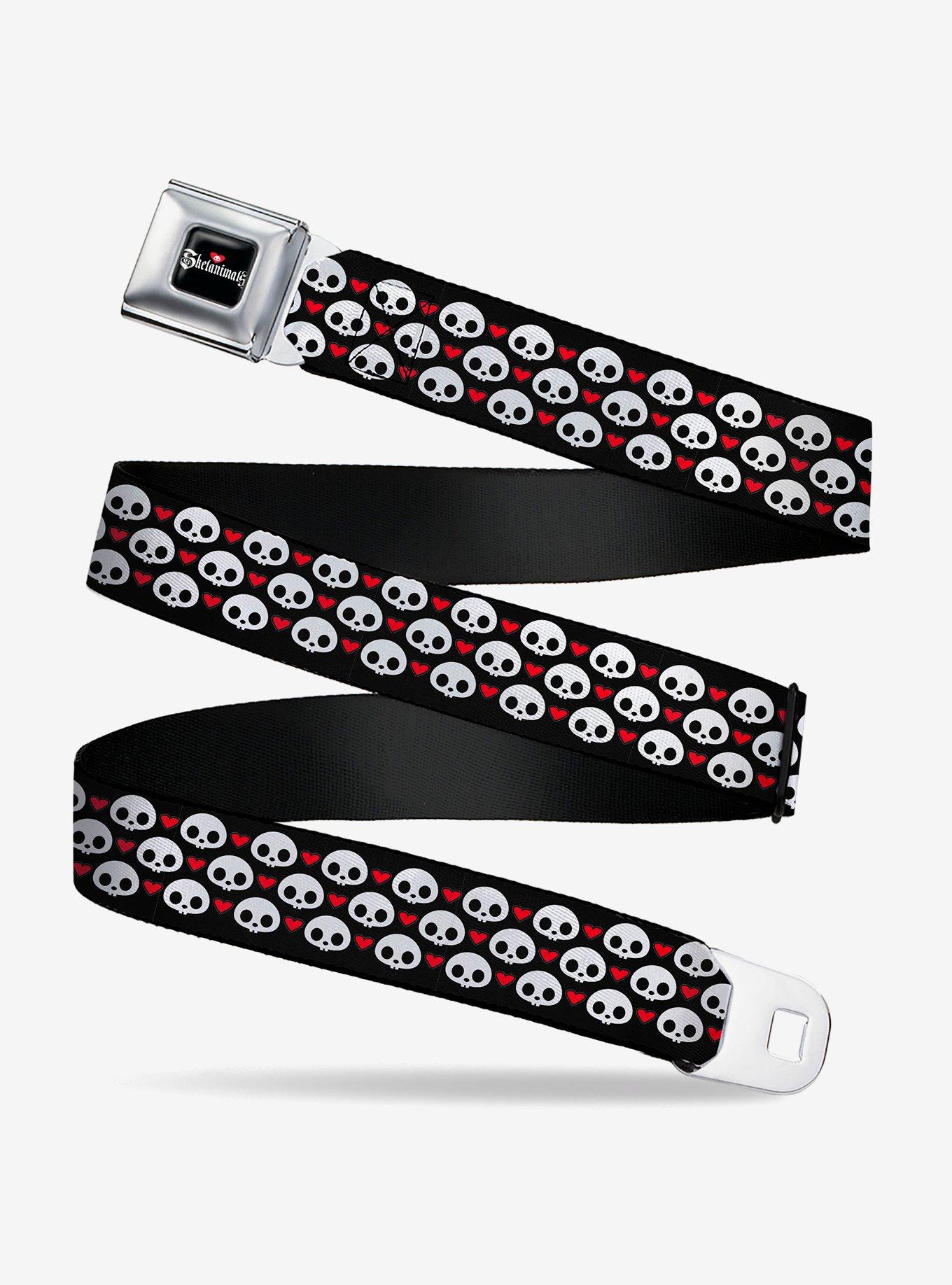 Skelanimals Face Logo and Heart Seatbelt Buckle Belt, , hi-res