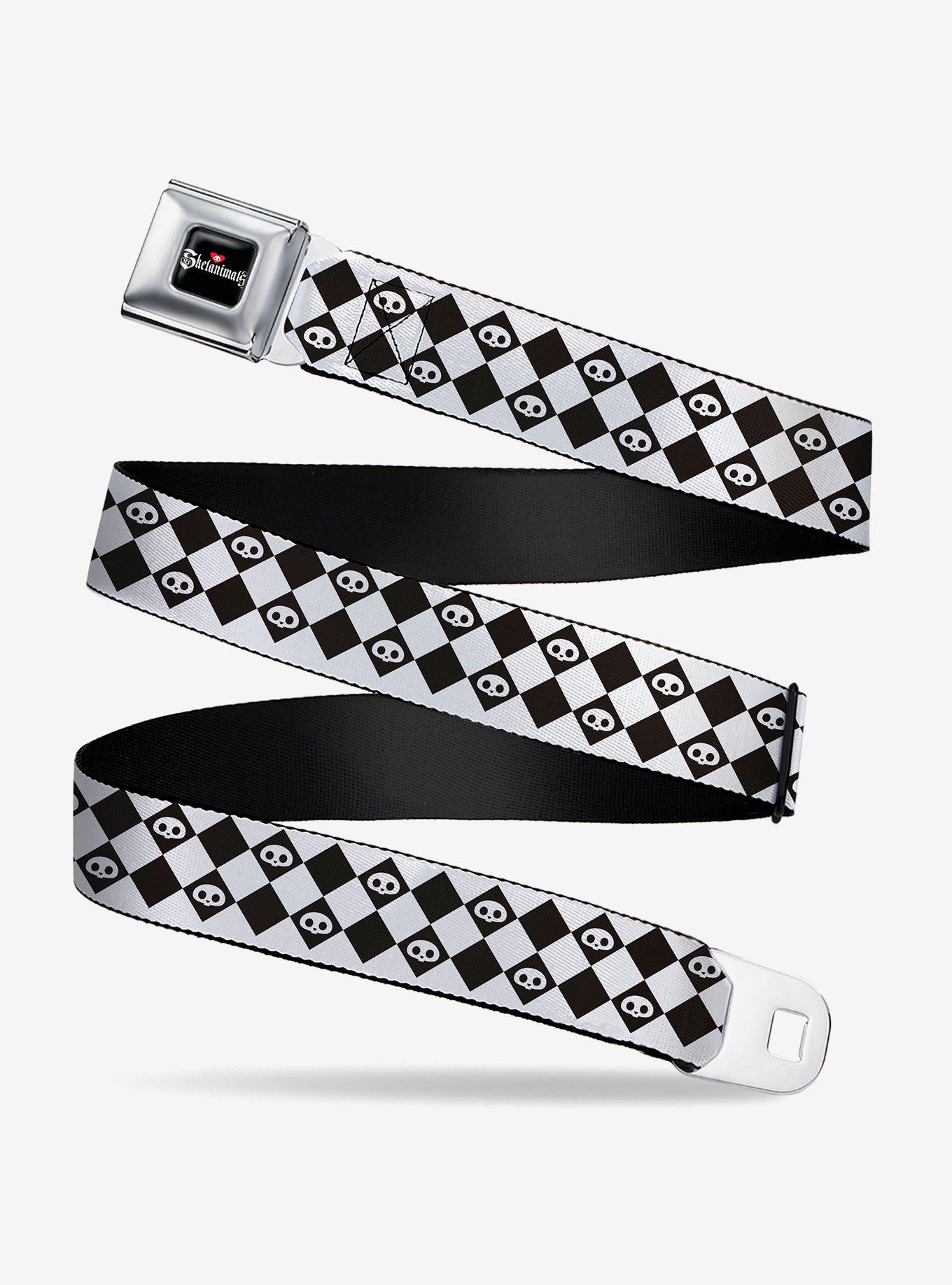 Skelanimals Face Logo Checker Seatbelt Buckle Belt, , hi-res