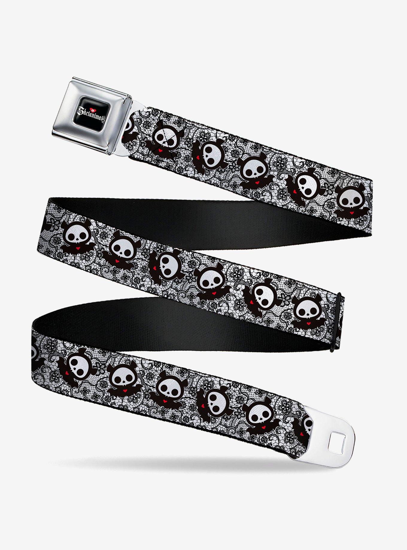 Skelanimals Diego The Bat Pose Lace Print Seatbelt Buckle Belt, , hi-res