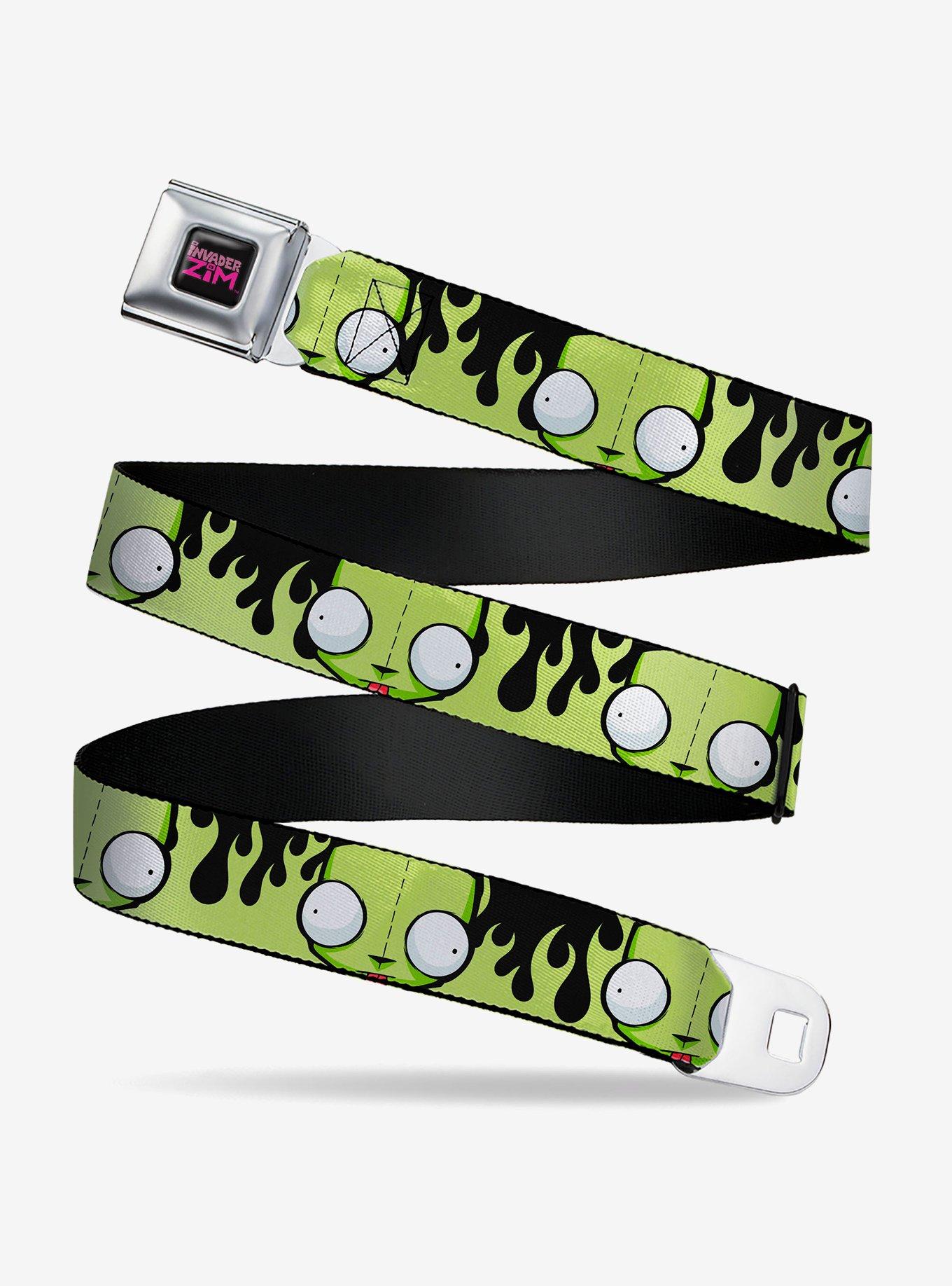 Invader Zim GIR Face and Flames Seatbelt Buckle Belt, , hi-res