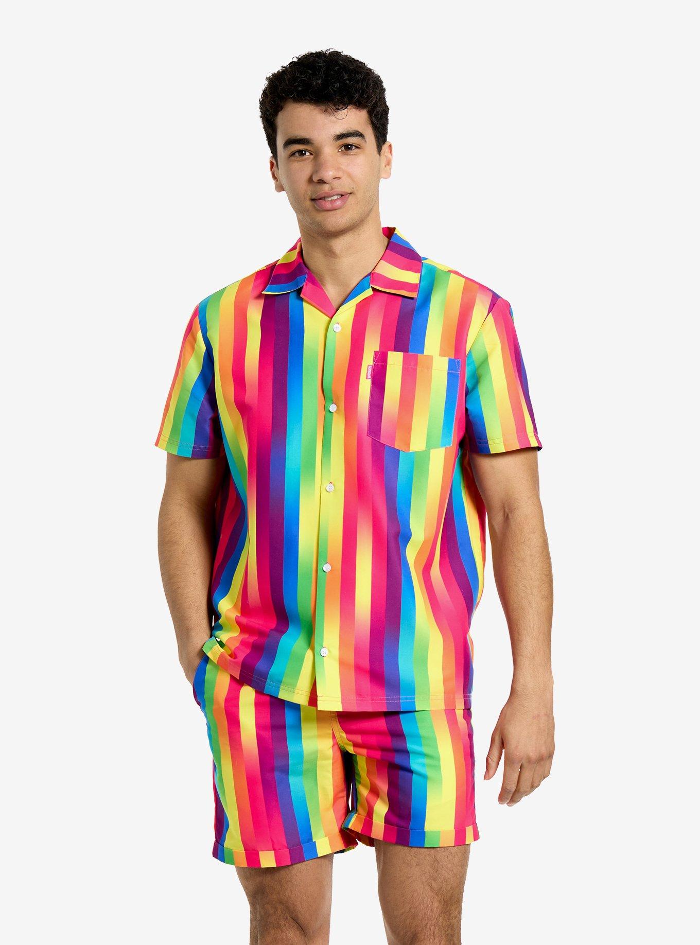 Rainbow Glaze Button-Up Shirt & Short Set