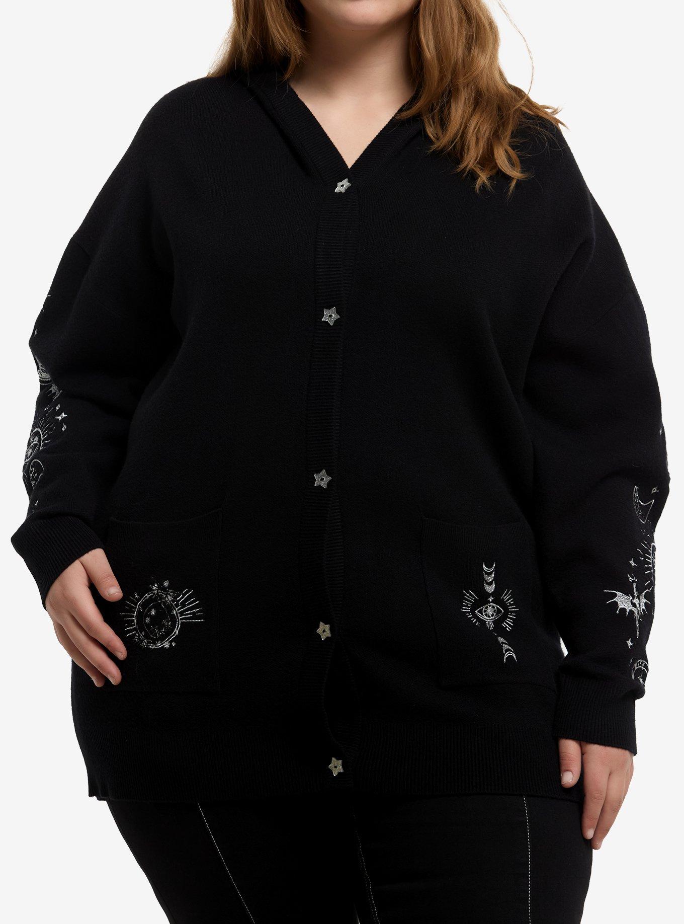 A Court Of Thorns And Roses Embroidered Icons Girls Oversized Cardigan Plus Size, , hi-res