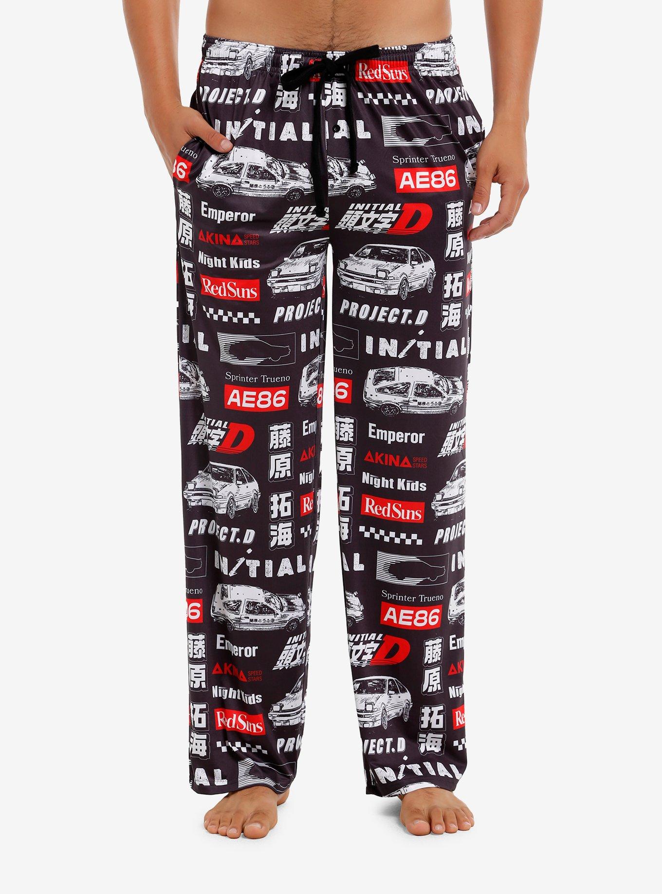 Initial D Allover Print Pajama Pants, , hi-res