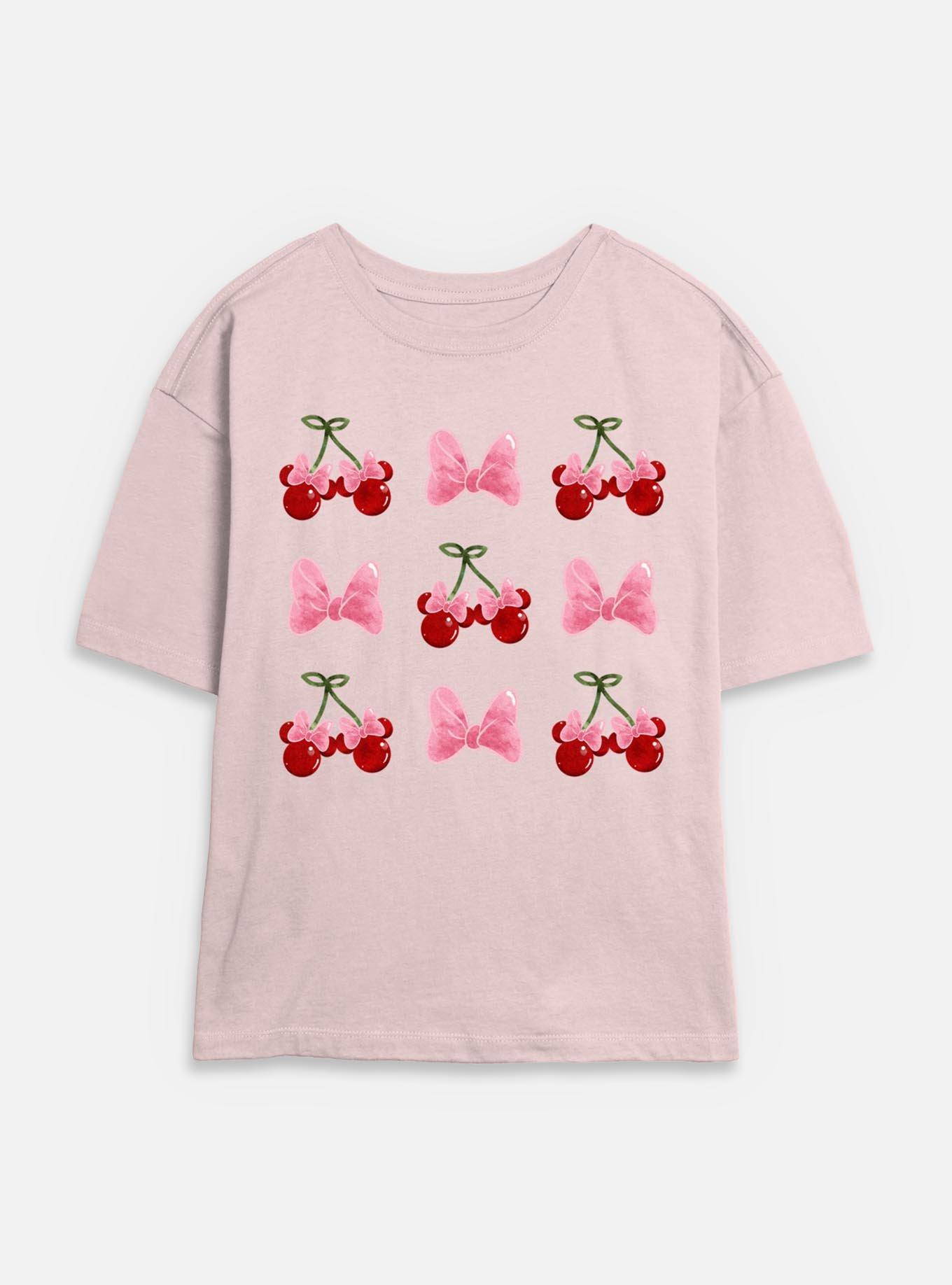 Disney Minnie Mouse Cherries And Bows Womens Skimmer T-Shirt, BLUSH, hi-res