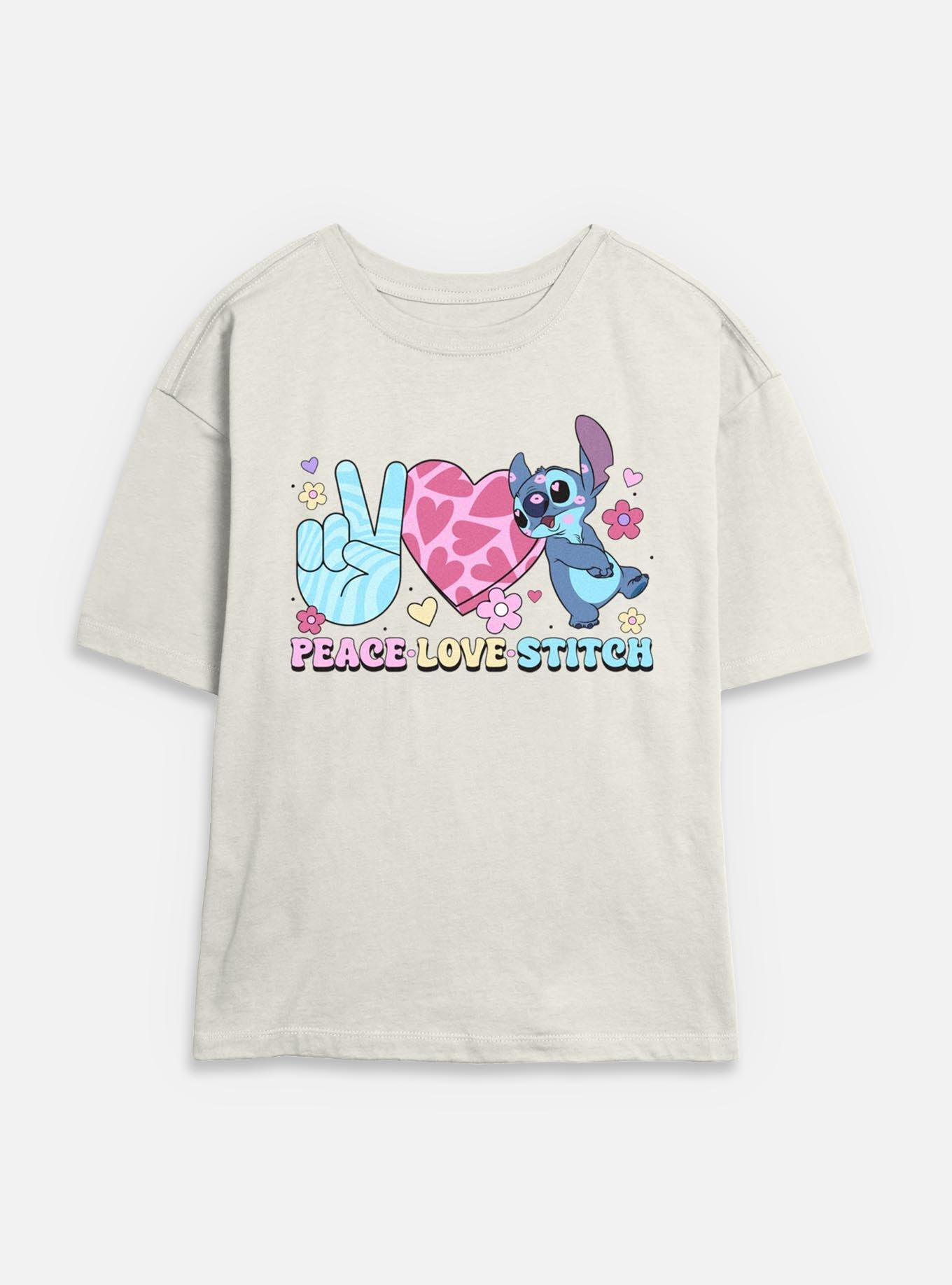 Disney Lilo & Stitch Peace Love Stitch Womens Skimmer T-Shirt, EGRET, hi-res