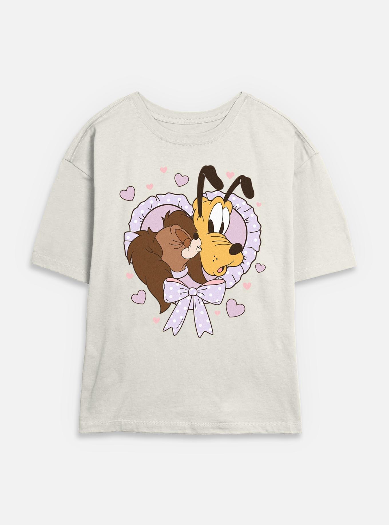 Disney Mickey Mouse Puppy Love Womens Skimmer T-Shirt, EGRET, hi-res