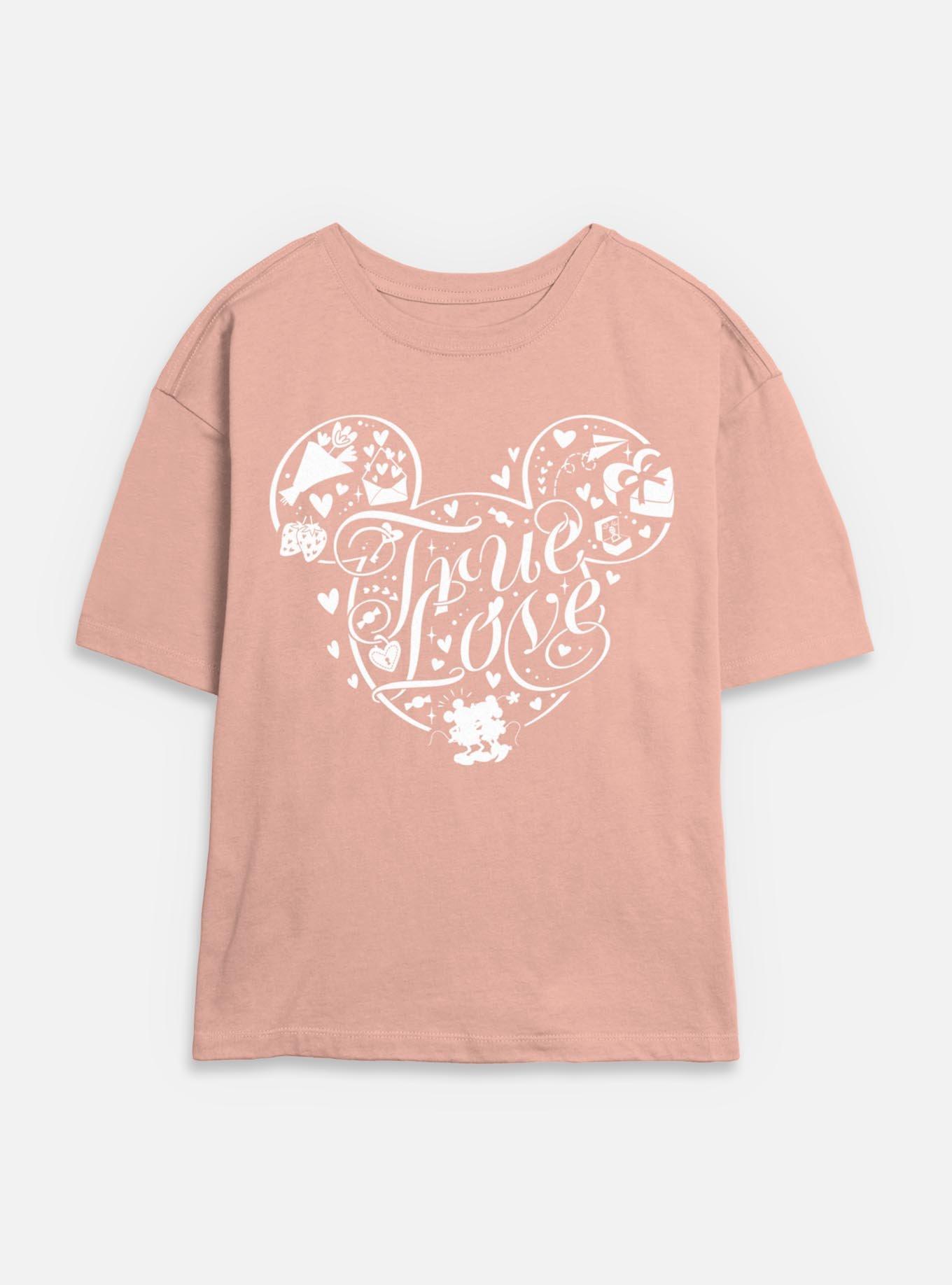 Disney Mickey Mouse Ears True Love Womens Skimmer T-Shirt, PEACH, hi-res