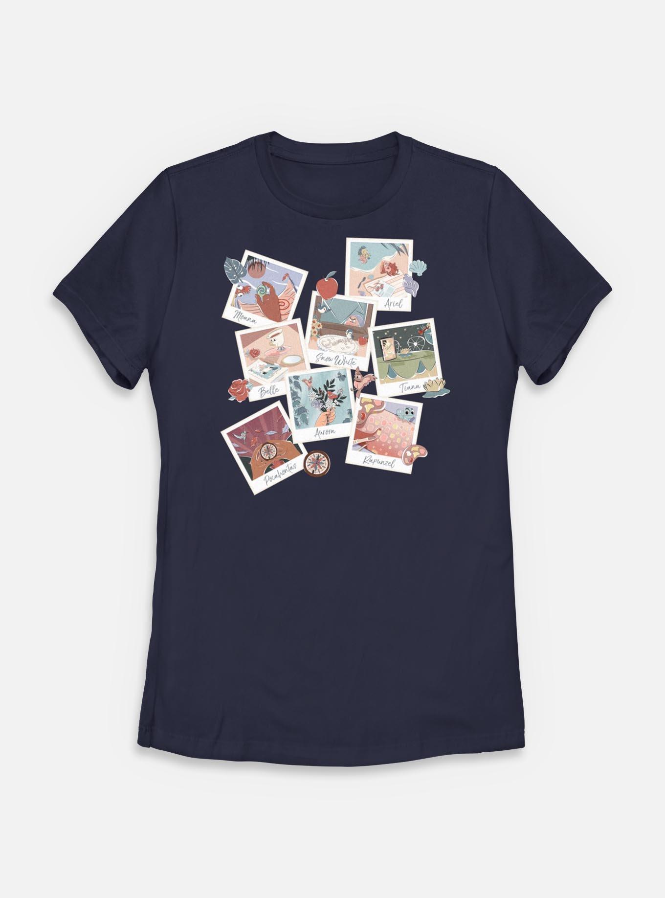 Disney Princesses Polaroid Photo Scenes Womens T-Shirt, NAVY, hi-res