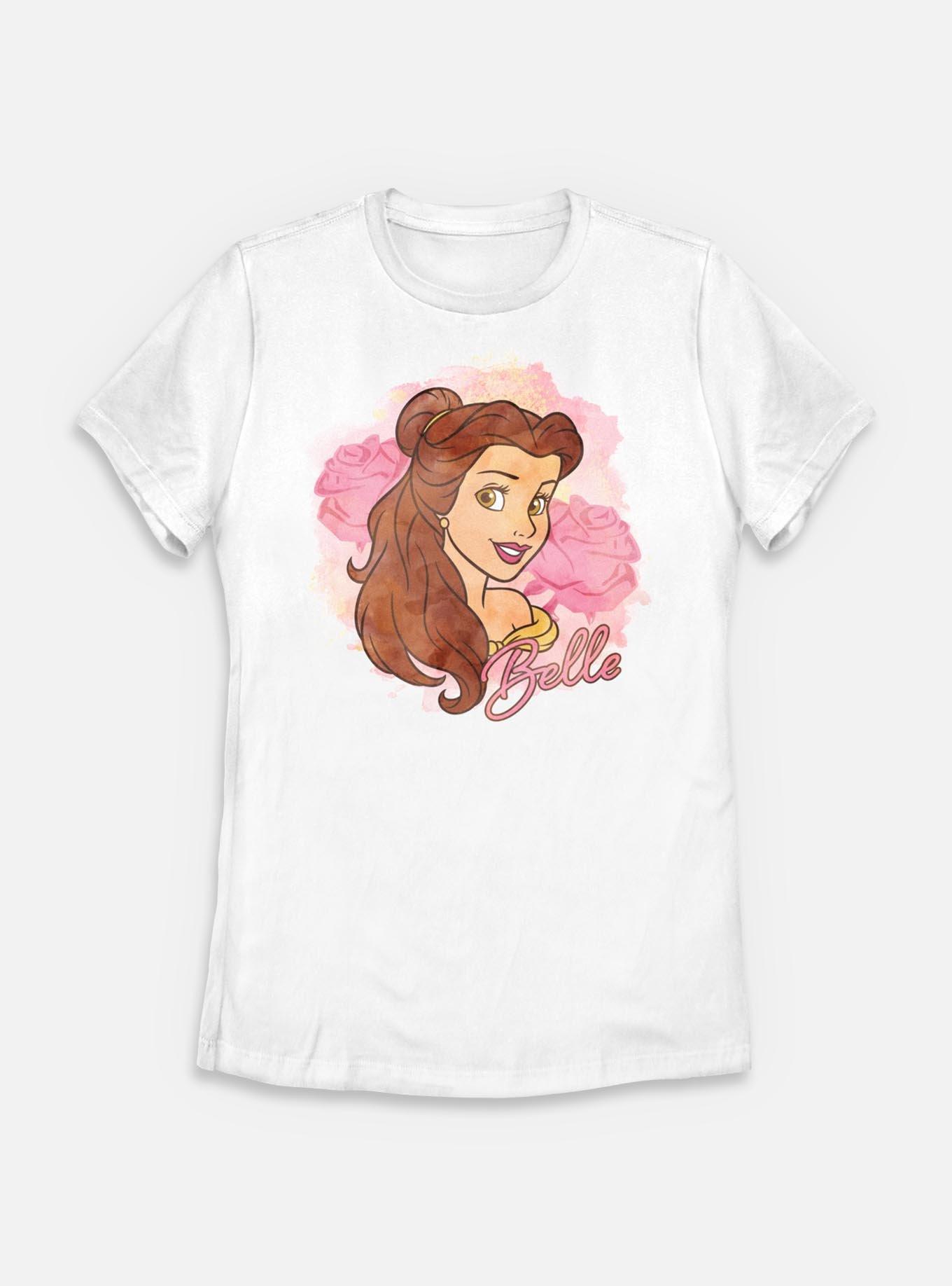Disney Princesses Watercolor Belle Womens T-Shirt, WHITE, hi-res