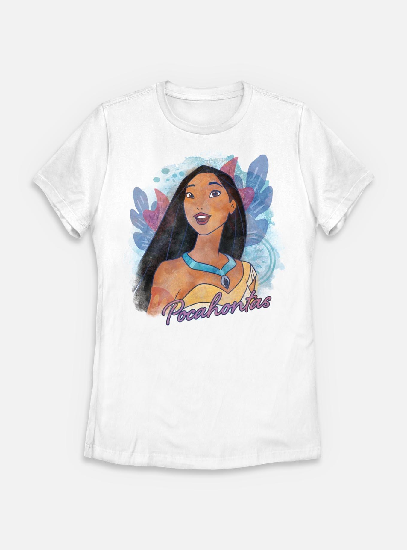 Disney Princesses Watercolor Pocahontas Womens T-Shirt, WHITE, hi-res