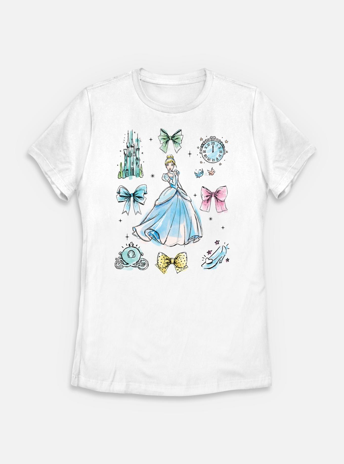 Disney Princesses Cinderella Bow Icons Womens T-Shirt, WHITE, hi-res