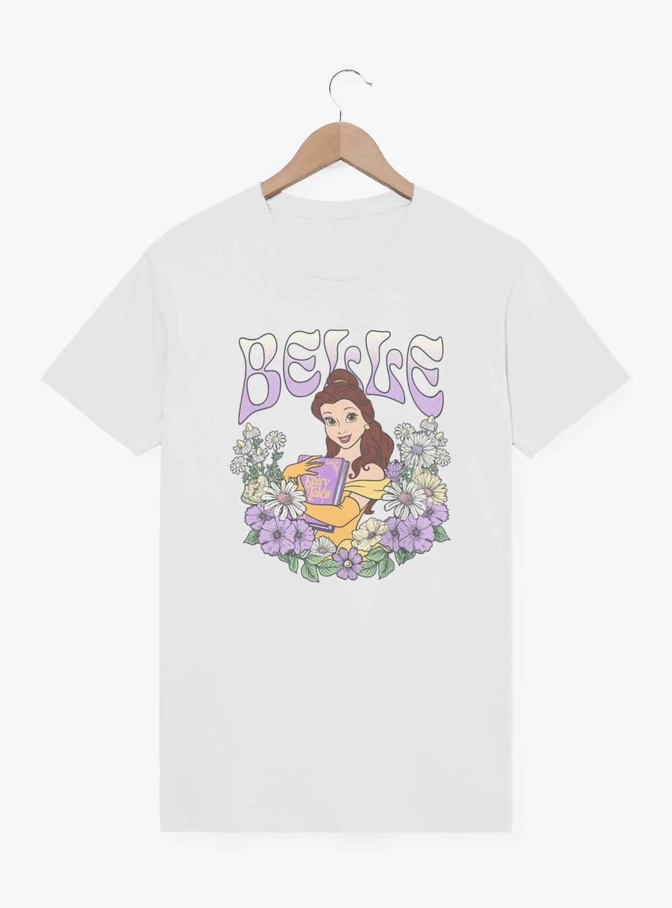 Disney Princesses Belle Floral Wreath T-Shirt, WHITE, hi-res