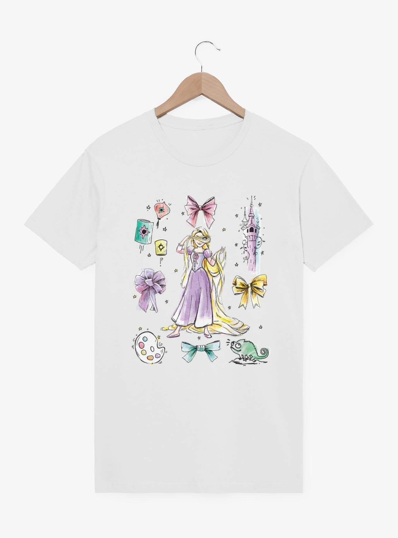 Disney Princesses Rapunzel Bow Icons T-Shirt, WHITE, hi-res