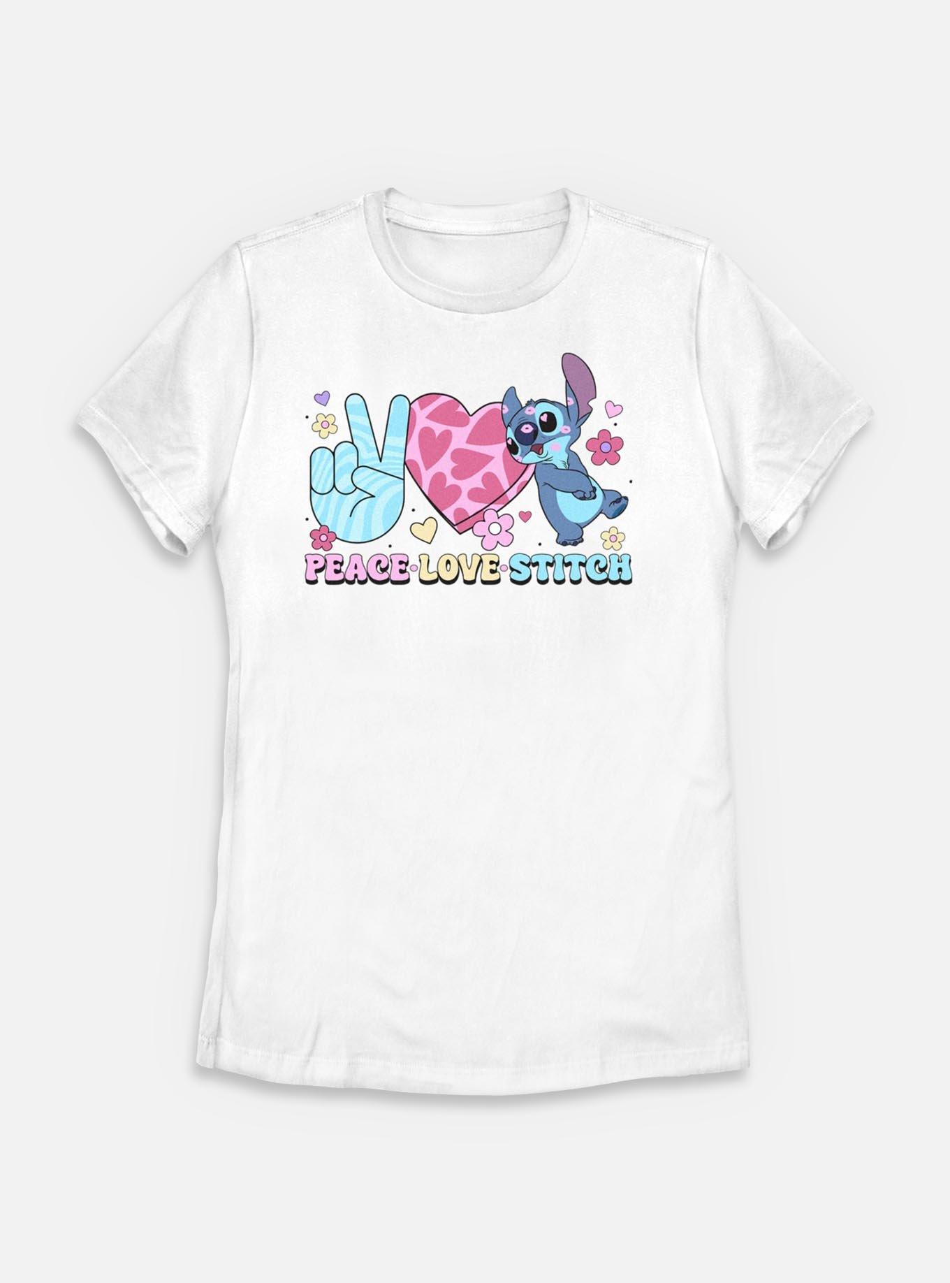 Disney Lilo & Stitch Peace Love Stitch Womens T-Shirt, WHITE, hi-res