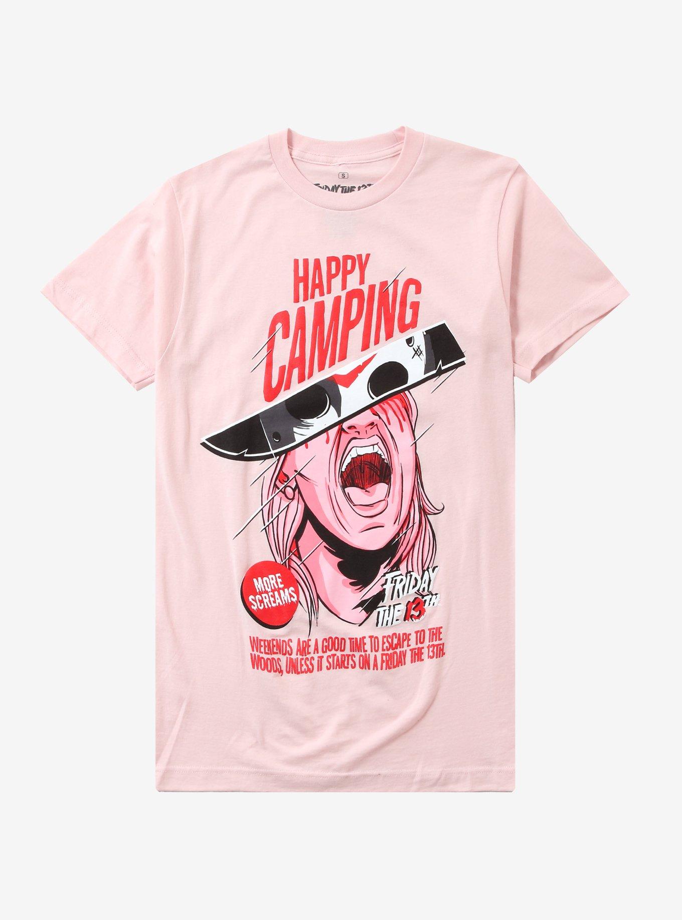 Friday The 13th Happy Camping Pink Girls T-Shirt, , hi-res