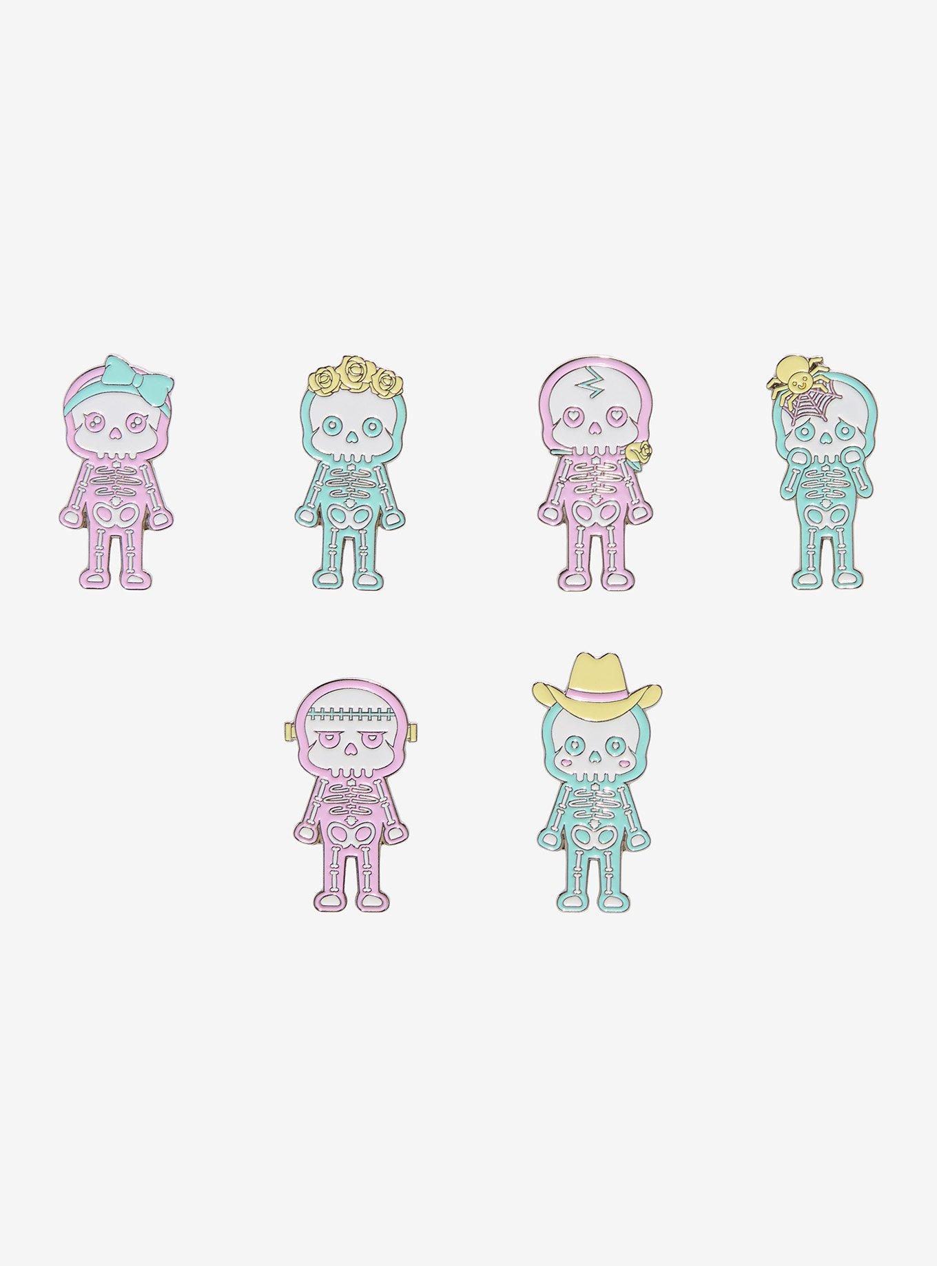 Pastel Skeleton Blind Box Enamel Pin, , hi-res