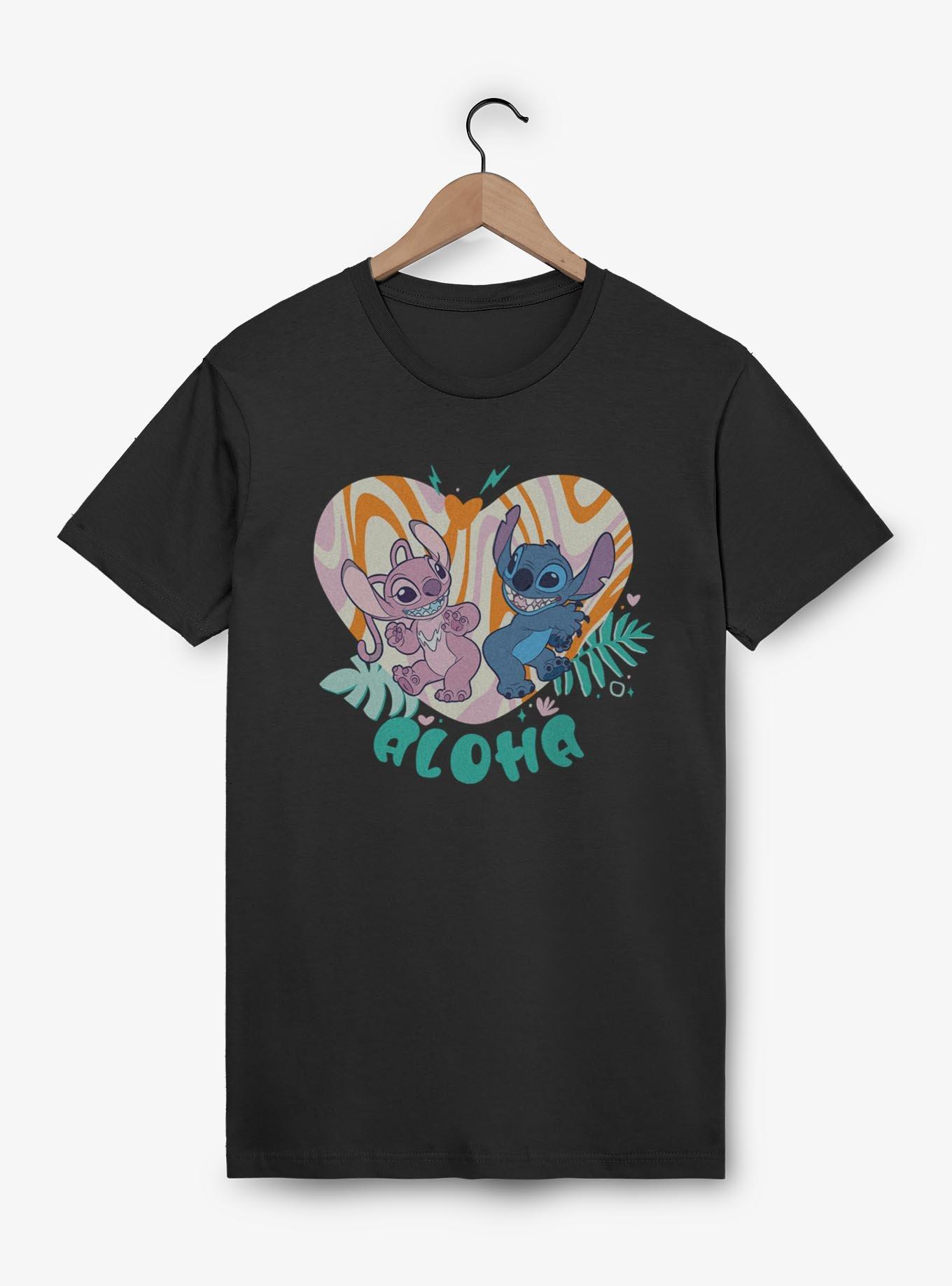 Disney Lilo & Stitch Angel and Stitch Groovy Heart T-Shirt, , hi-res