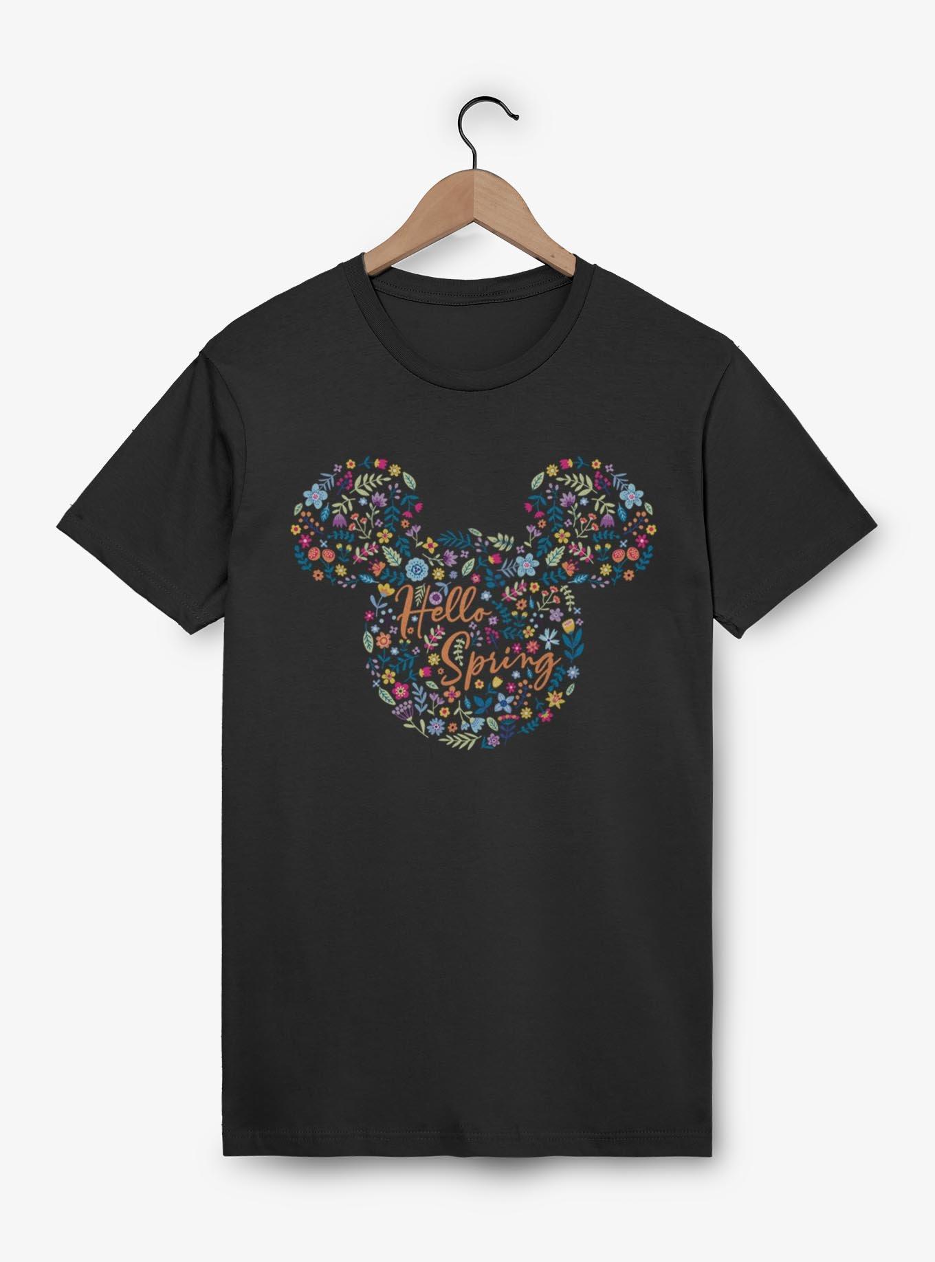 Disney Mickey Mouse Floral Ears T-Shirt, BLACK, hi-res