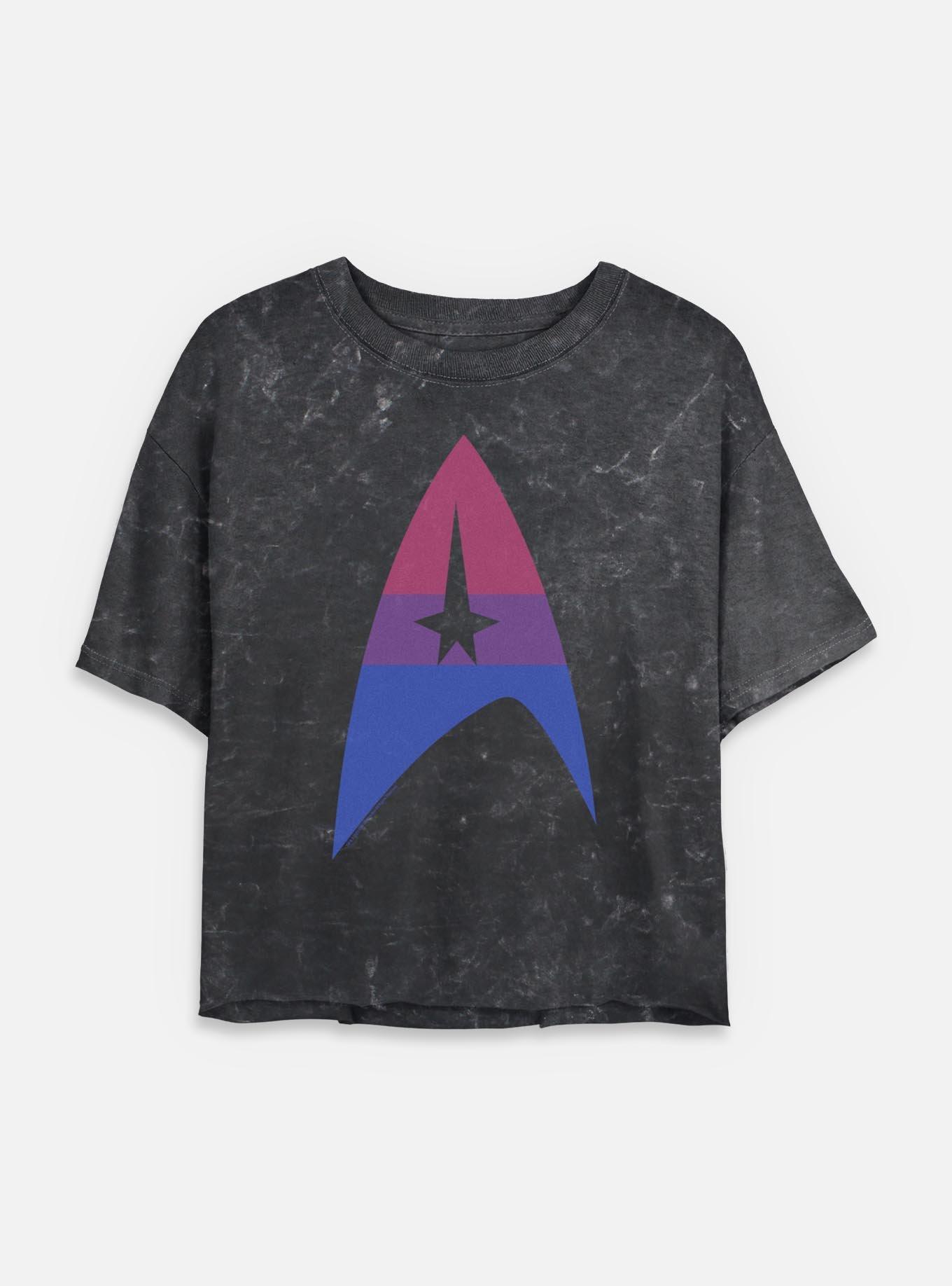 Star Trek Bisexual Flag Logo Mineral Wash Womens Crop T-Shirt, , hi-res
