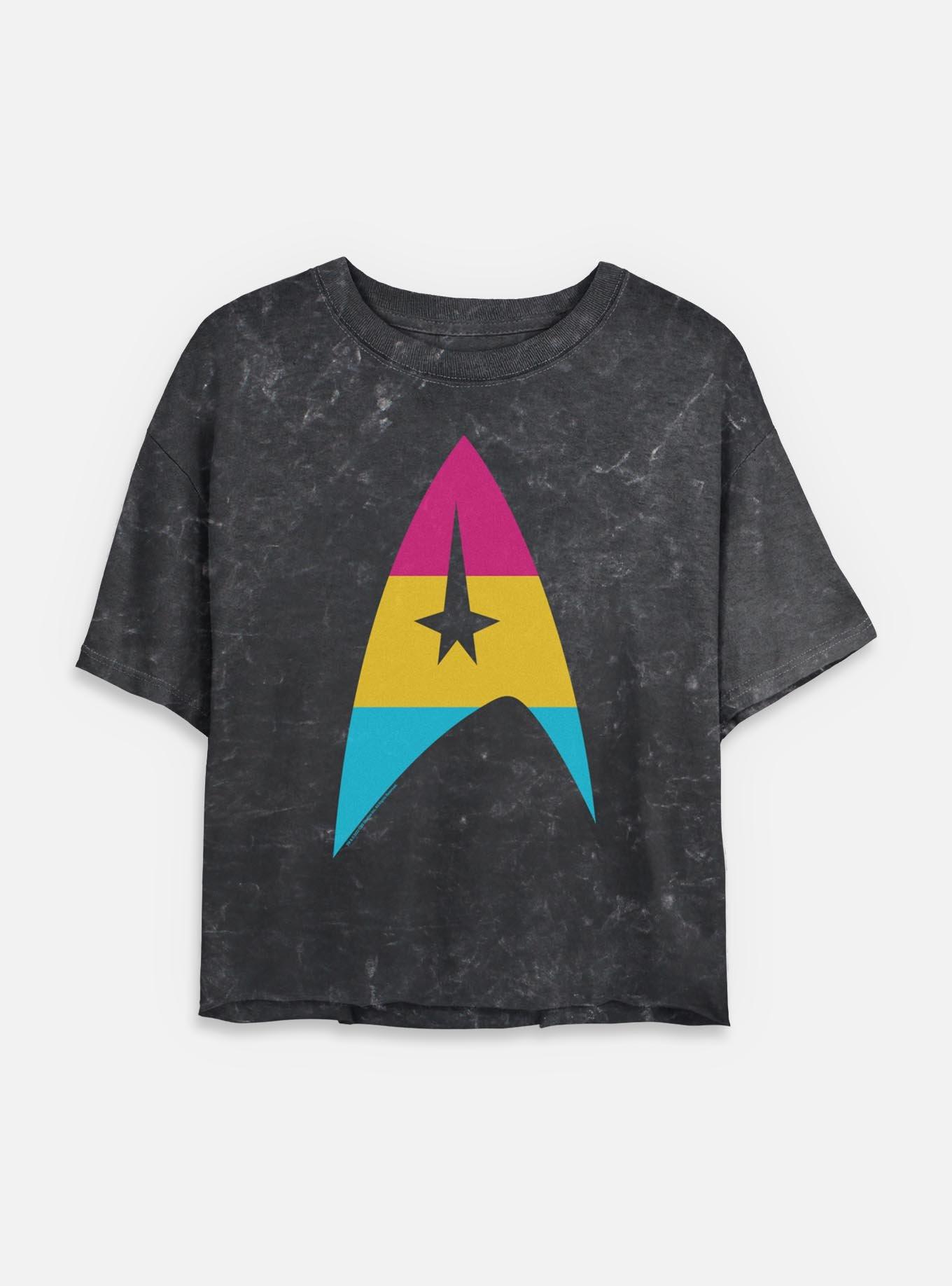 Star Trek Pan Flag Logo Mineral Wash Womens Crop T-Shirt, , hi-res