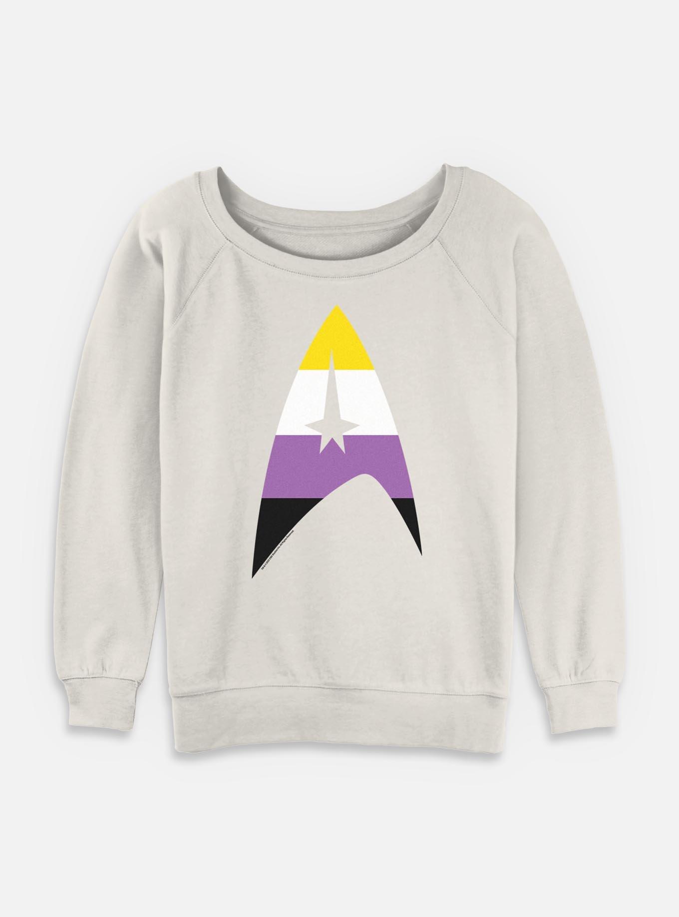 Star Trek Nonbinary Flag Logo Womens Slouchy Sweatshirt, EGRET, hi-res