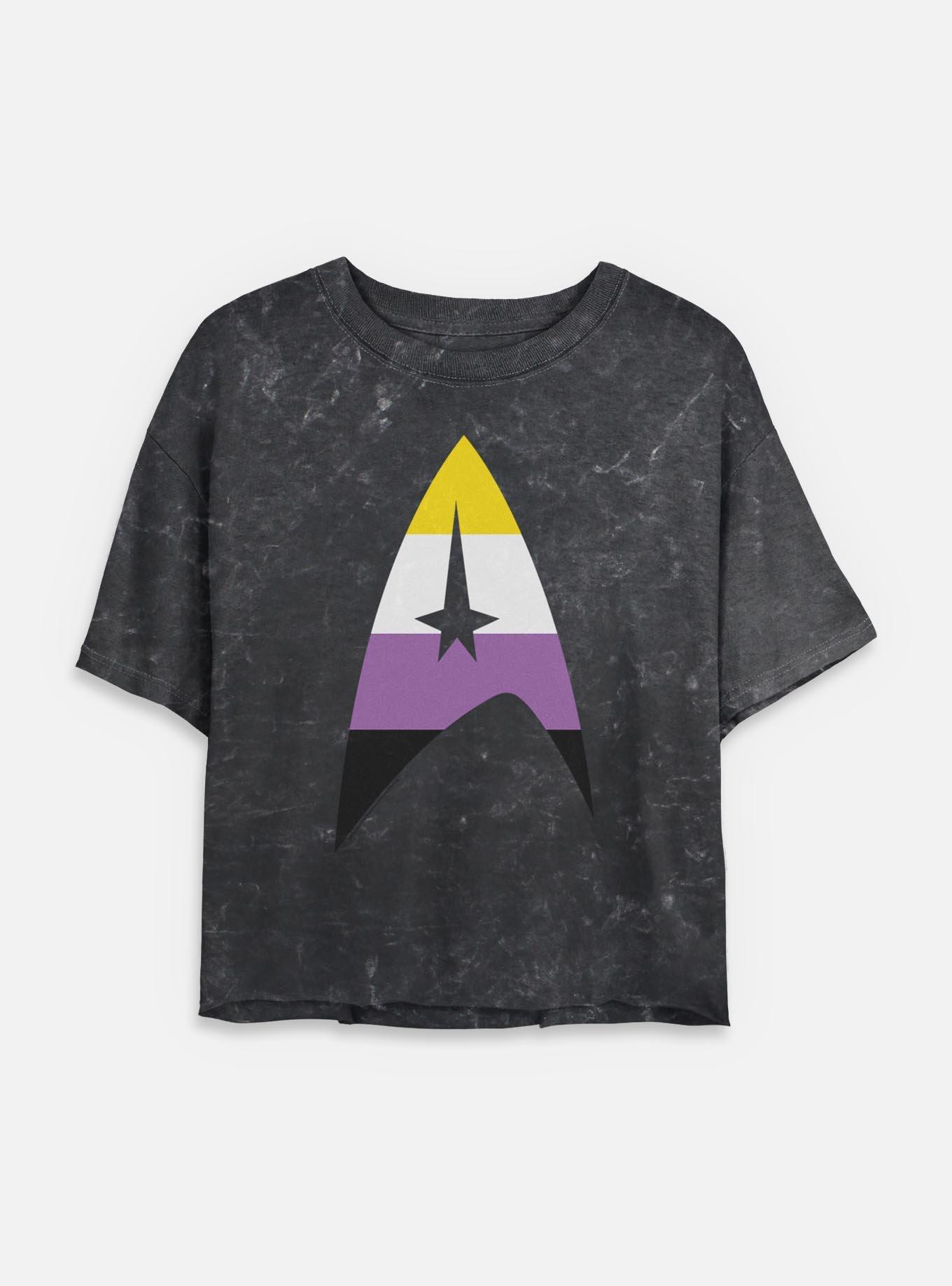 Star Trek Nonbinary Flag Logo Mineral Wash Womens Crop T-Shirt, , hi-res