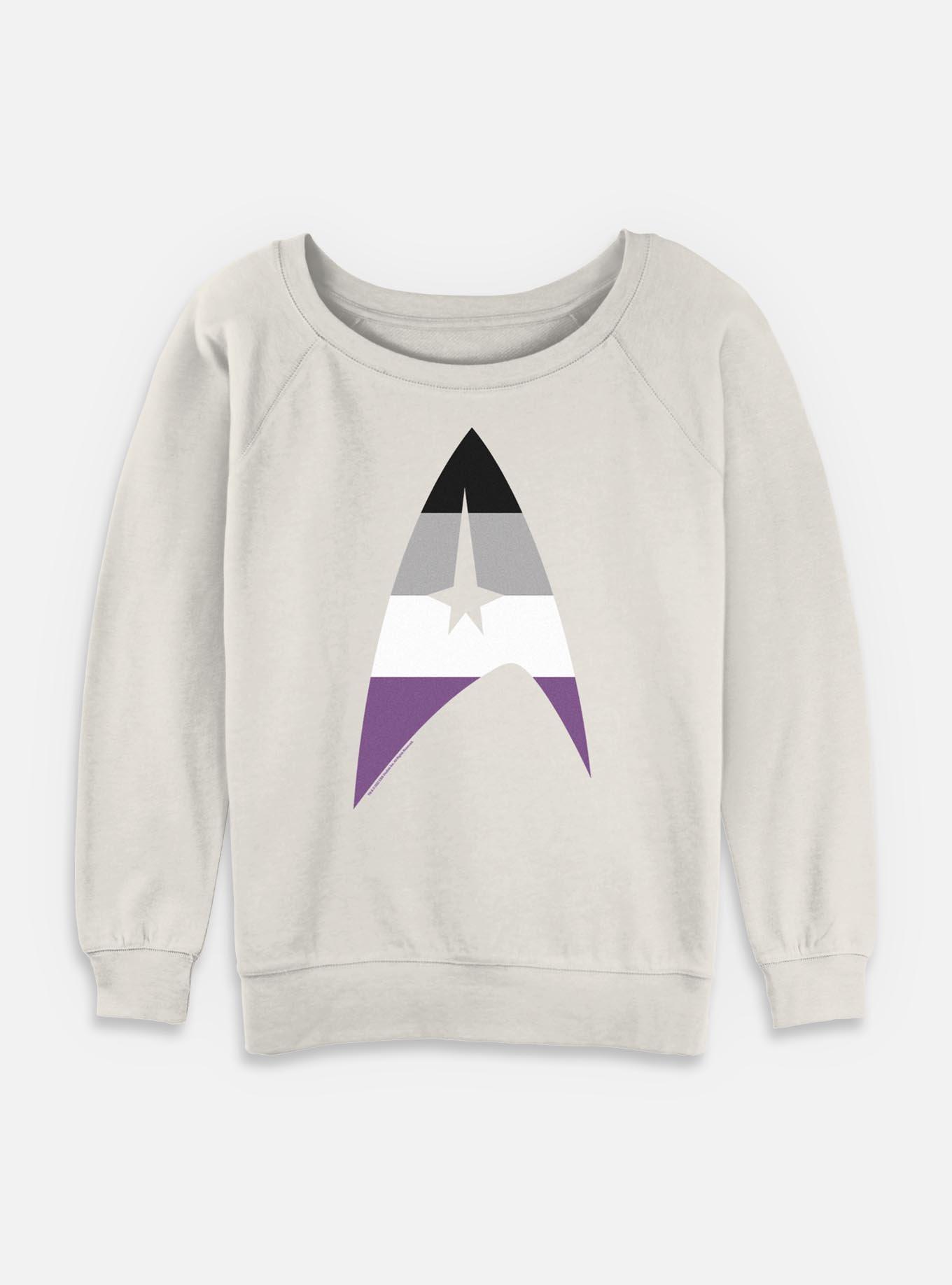 Star Trek Asexual Flag Logo Womens Slouchy Sweatshirt, EGRET, hi-res
