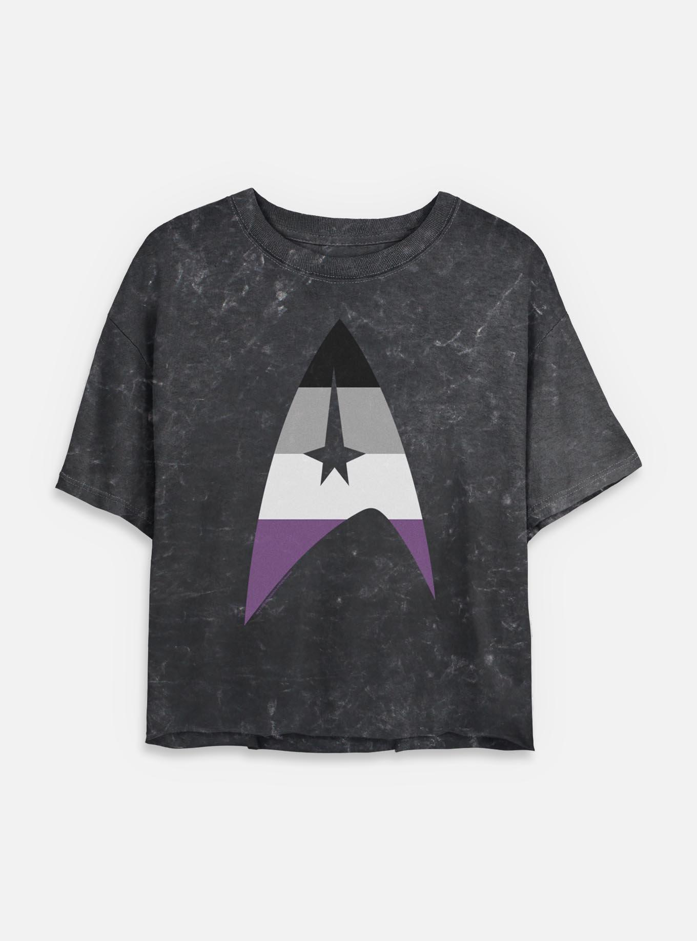 Star Trek Asexual Flag Logo Mineral Wash Womens Crop T-Shirt, , hi-res
