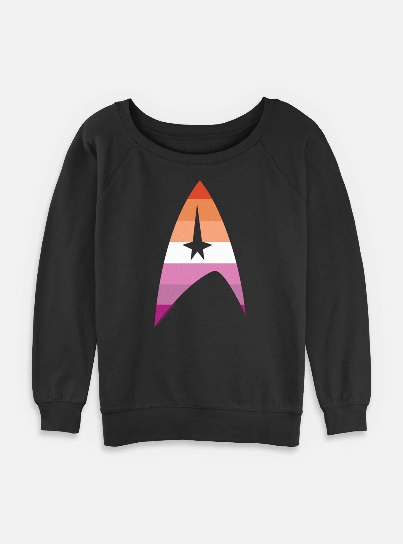 Star Trek Lesbain Flag Logo Womens Slouchy Sweatshirt, BLACK, hi-res