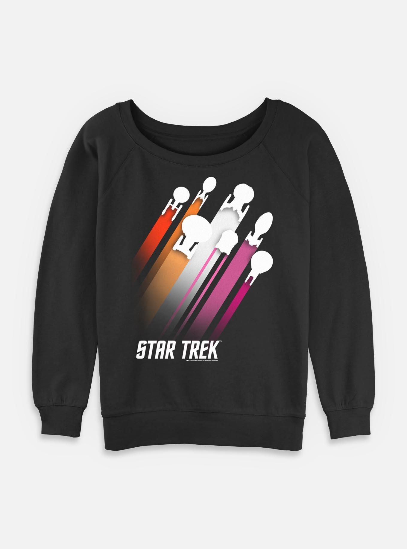 Star Trek Lesbian Pride Fleet Stripes Womens Slouchy Sweatshirt, BLACK, hi-res