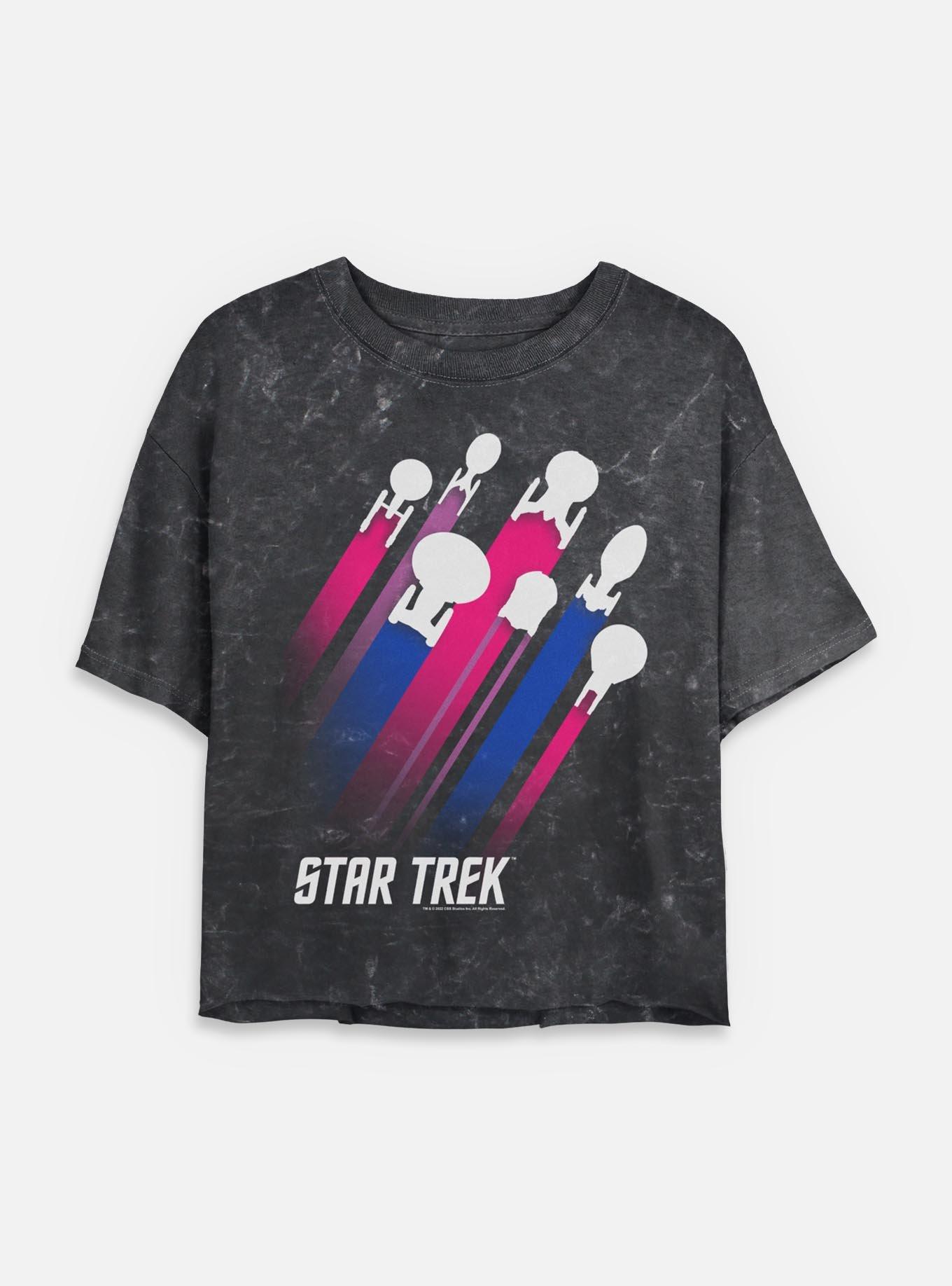 Star Trek Bisexual Pride Fleet Stripes Mineral Wash Womens Crop T-Shirt, , hi-res