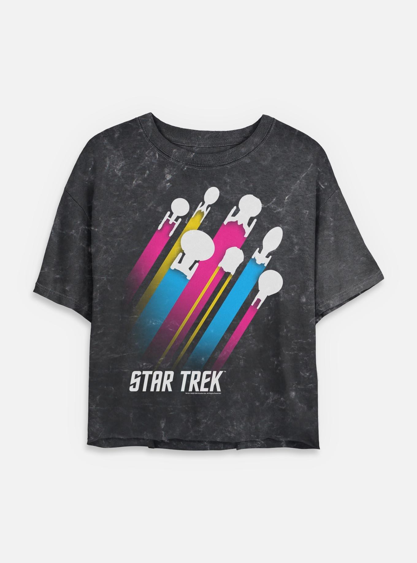 Star Trek Pan Pride Fleet Stripes Mineral Wash Womens Crop T-Shirt, , hi-res