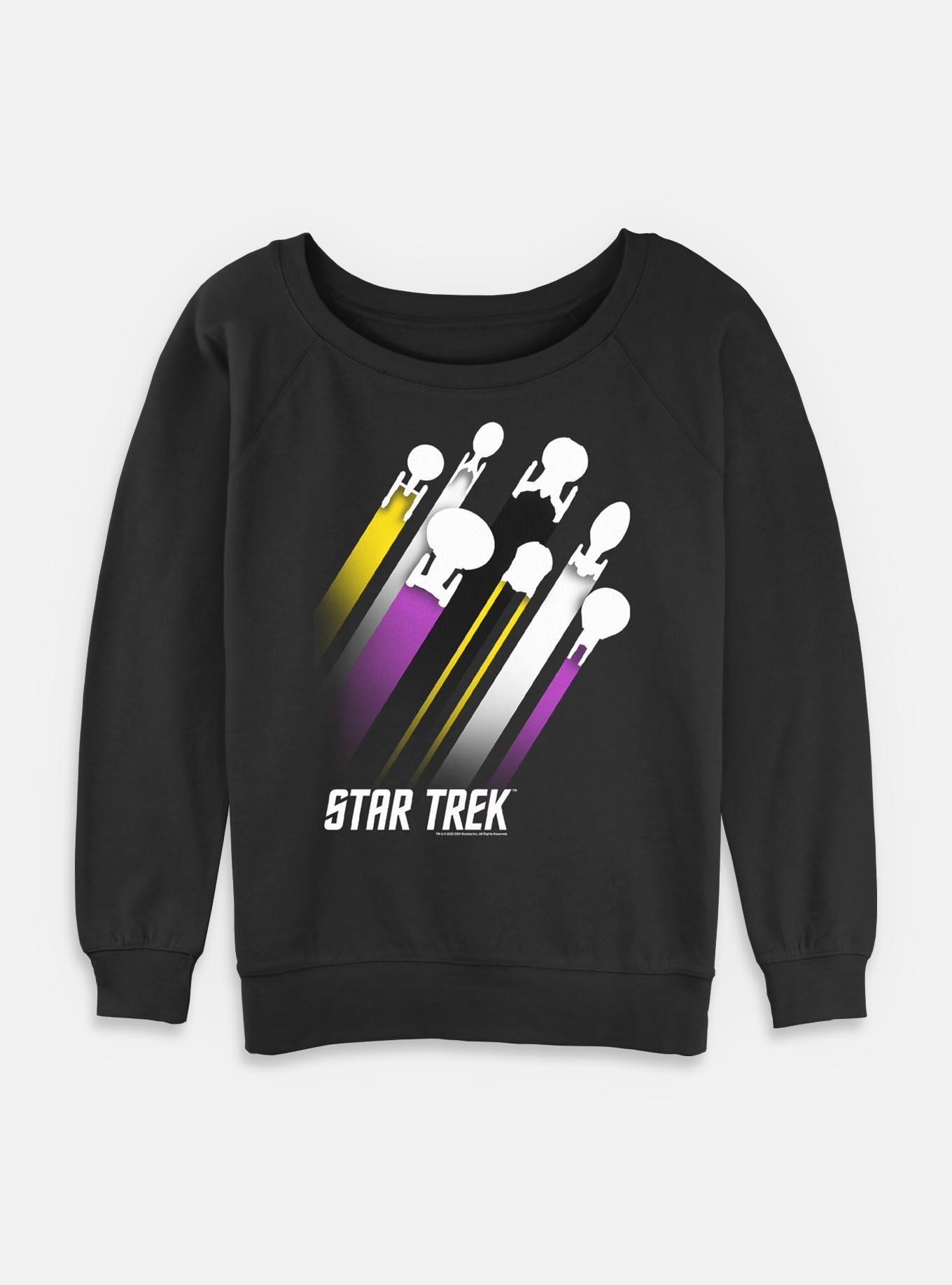 Star Trek Nonbinary Pride Fleet Stripes Womens Slouchy Sweatshirt, , hi-res