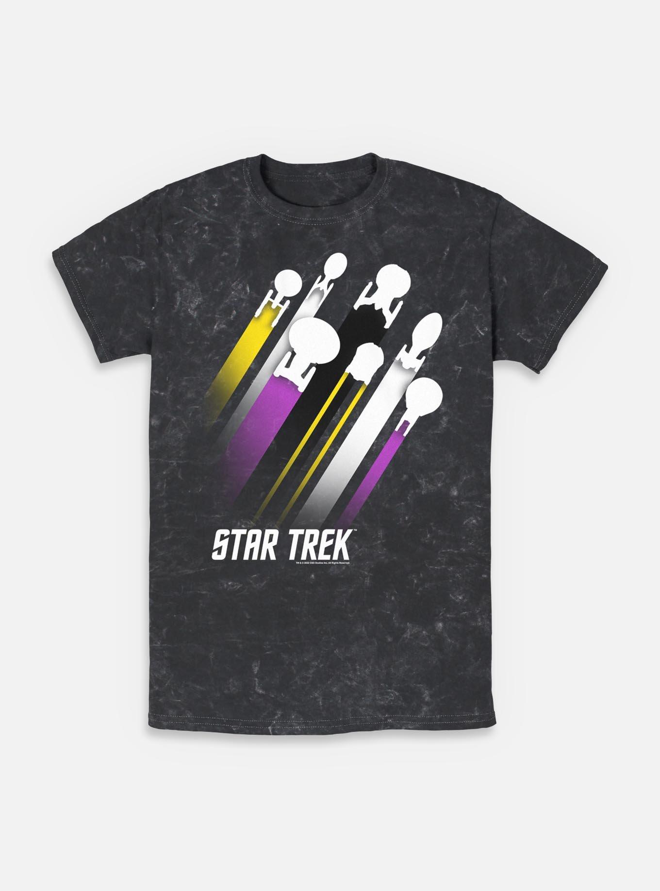 Star Trek Nonbinary Pride Fleet Stripes Mineral Wash T-Shirt, BLACK, hi-res