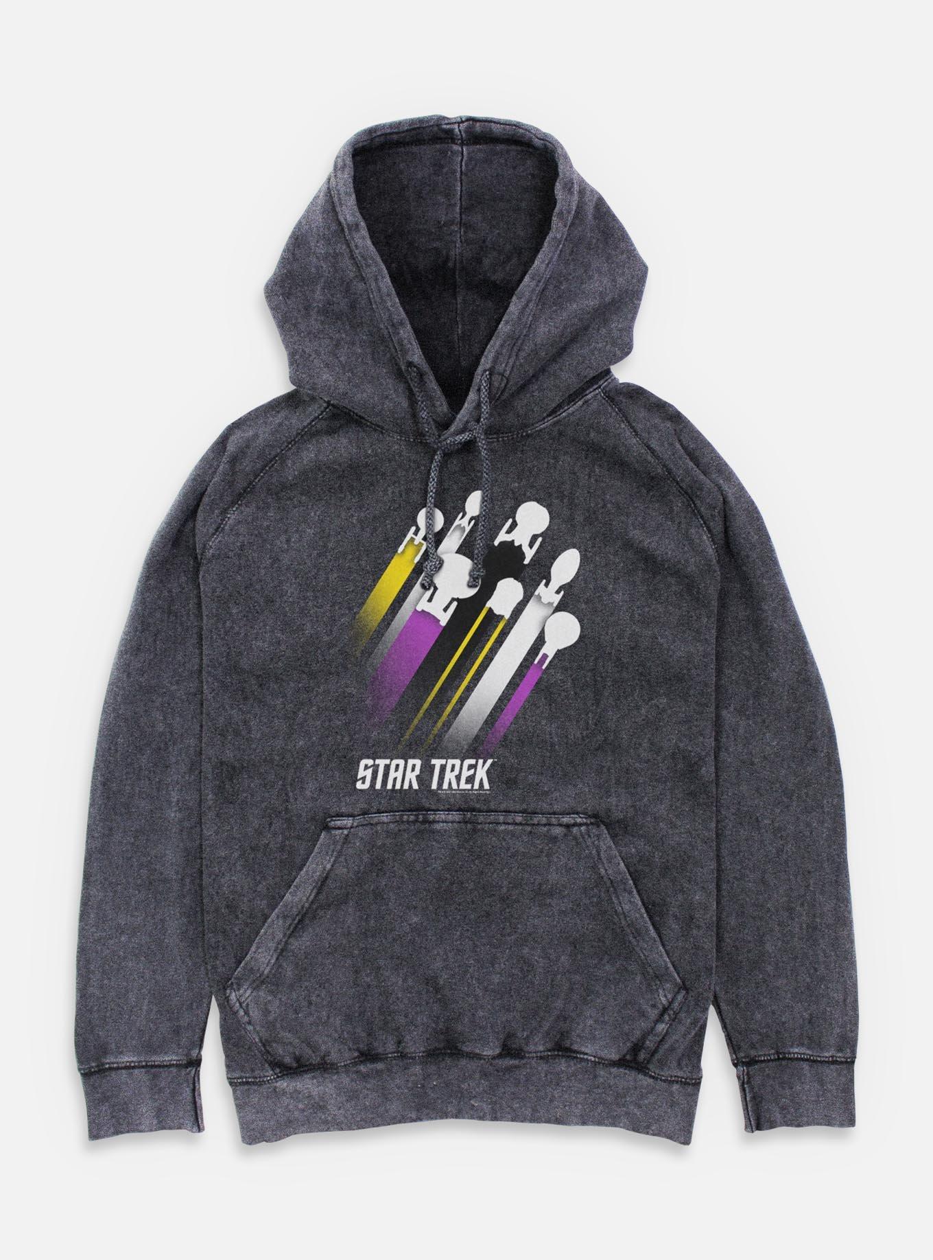 Star Trek Nonbinary Pride Fleet Stripes Mineral Wash Hoodie, , hi-res